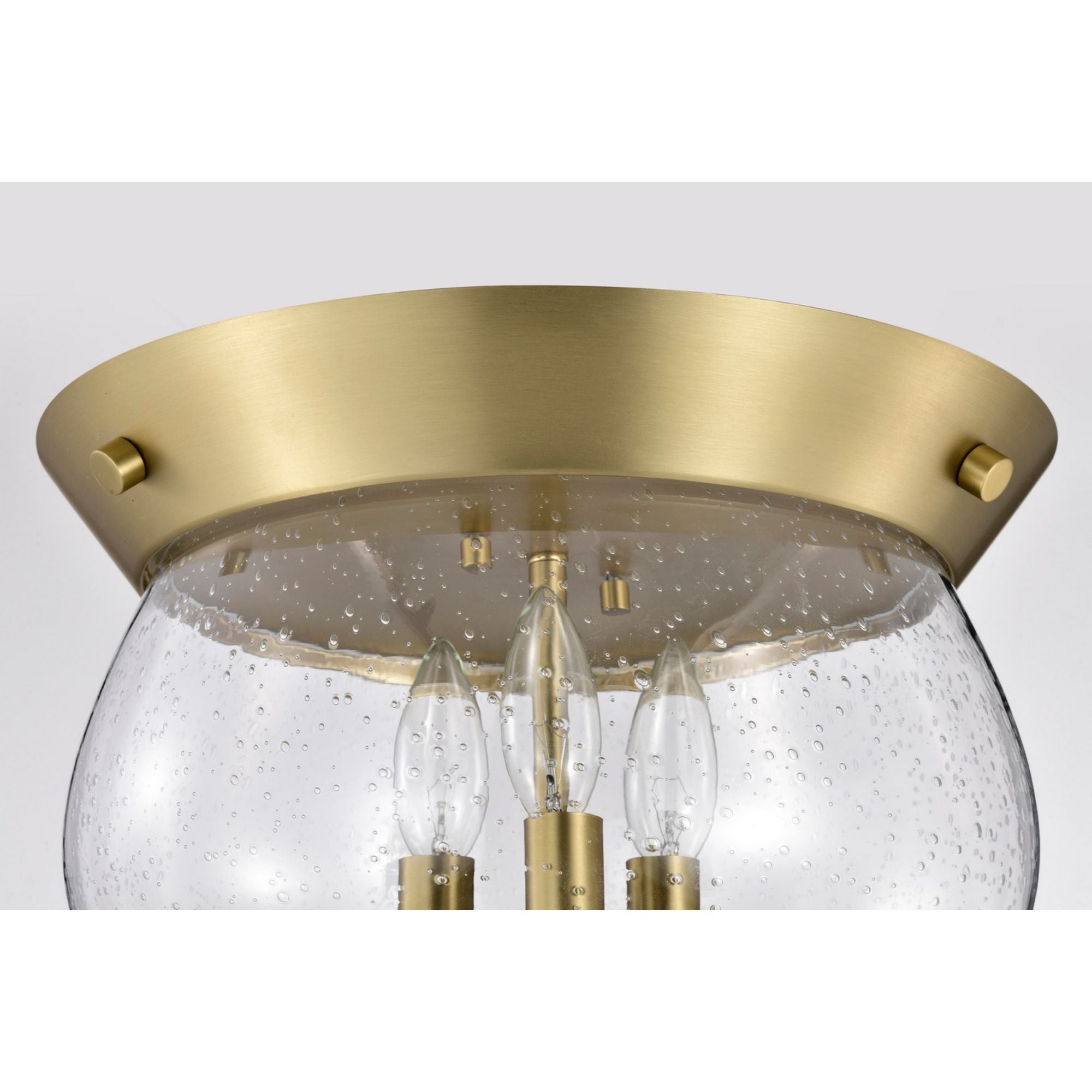 Boliver 14" 3 lights Flush Mount, Vintage Brass Finish - Bees Lighting