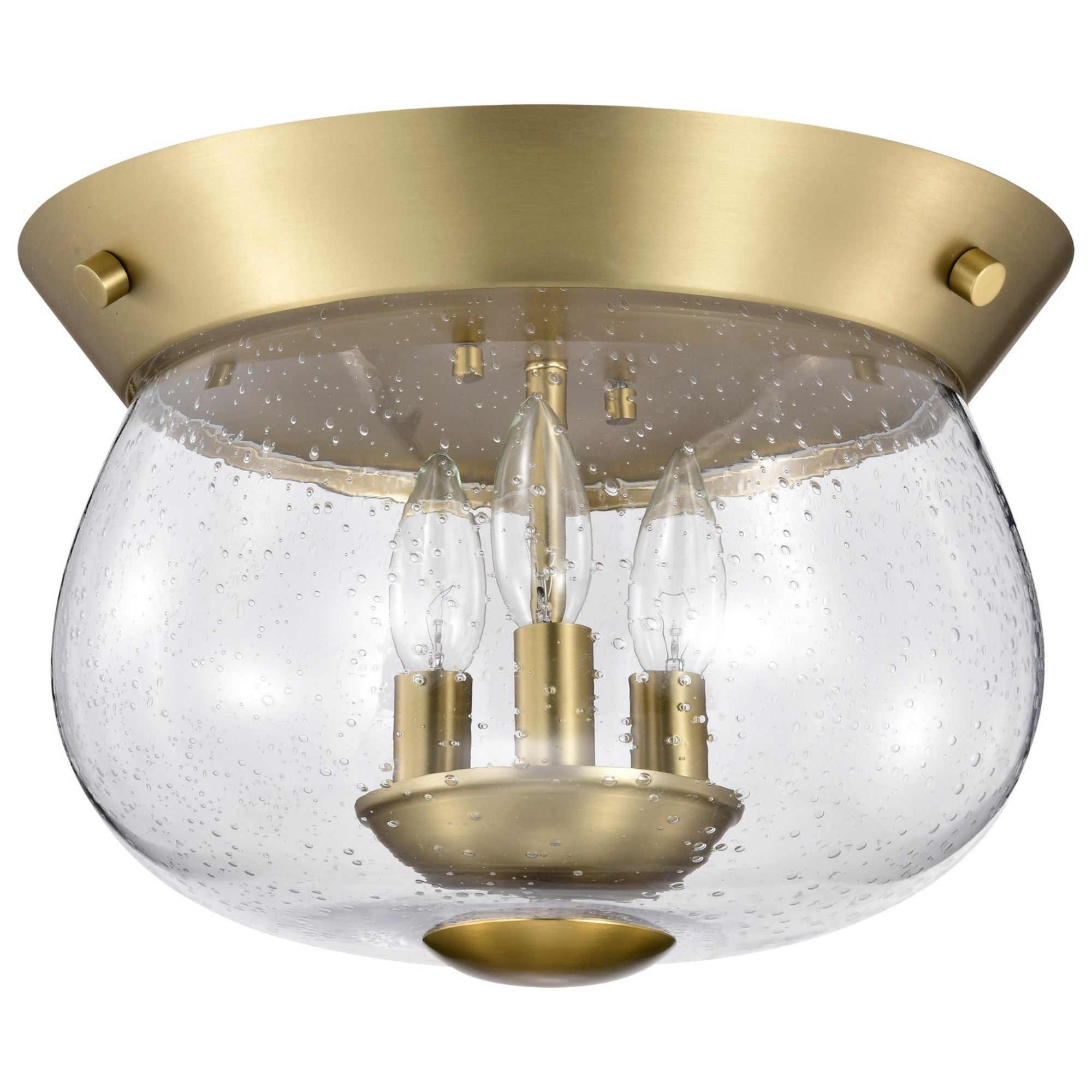 Boliver 14 in. 3 Lights Flush Mount Light, Clear Seeded Glass - Bees Lighting