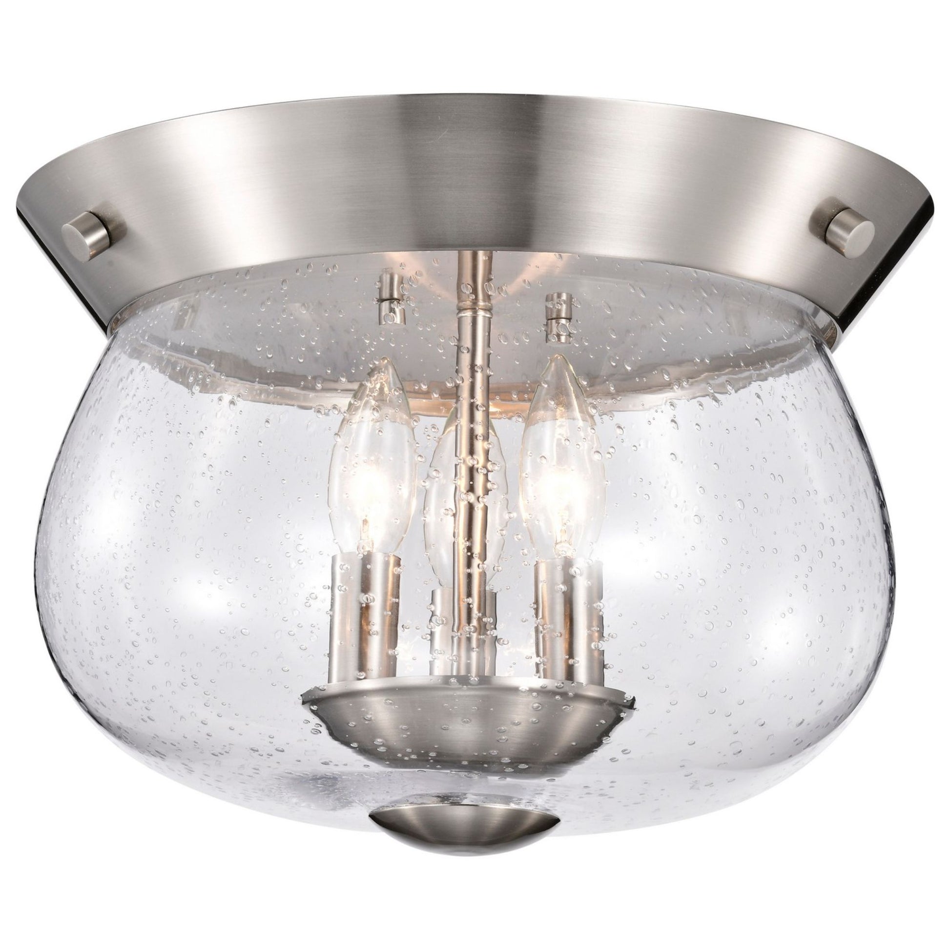 Boliver 14" 3 lights Flush Mount, Brushed Nickel Finish - Bees Lighting
