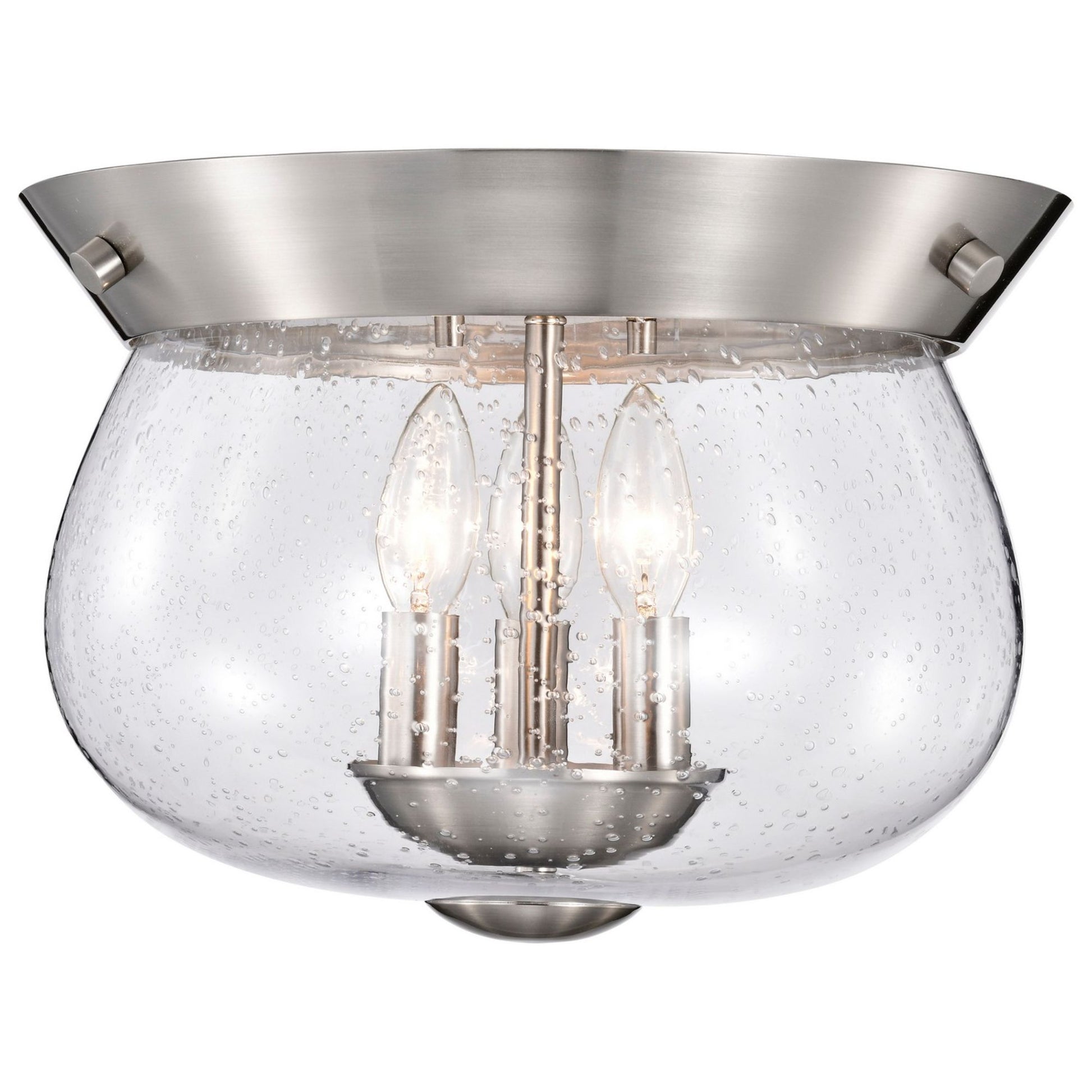 Boliver 14" 3 lights Flush Mount, Brushed Nickel Finish - Bees Lighting