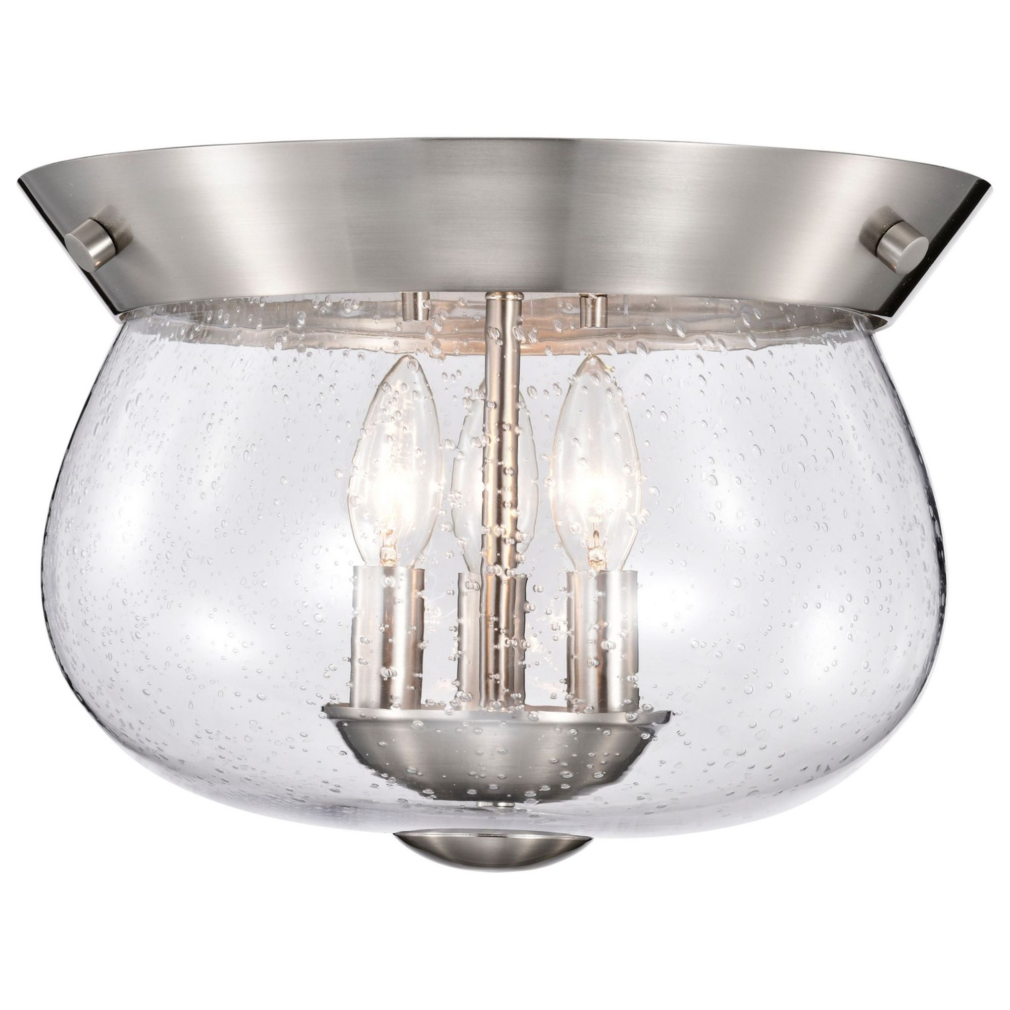 Boliver 14" 3 lights Flush Mount, Brushed Nickel Finish - Bees Lighting