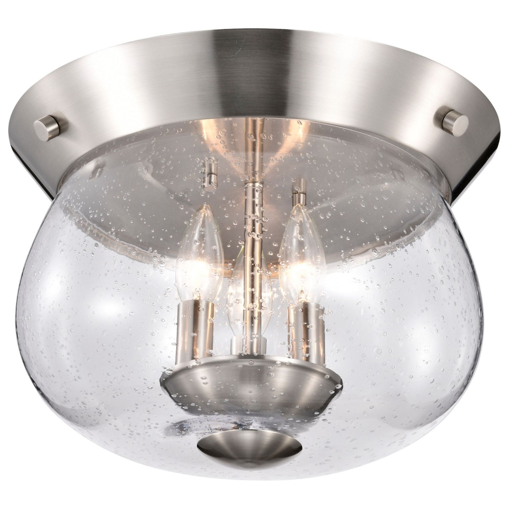 Boliver 14" 3 lights Flush Mount, Brushed Nickel Finish - Bees Lighting