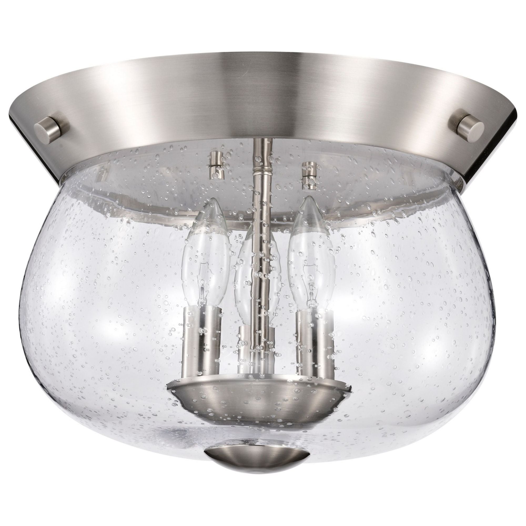 Boliver 14 in. 3 Lights Flush Mount Light, Clear Seeded Glass - Bees Lighting