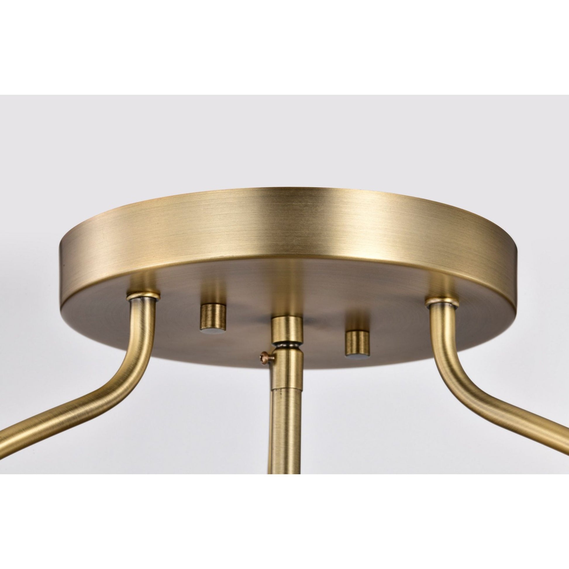 Amado 14" 3 lights Semi-flush Mount, Vintage Brass Finish - Bees Lighting