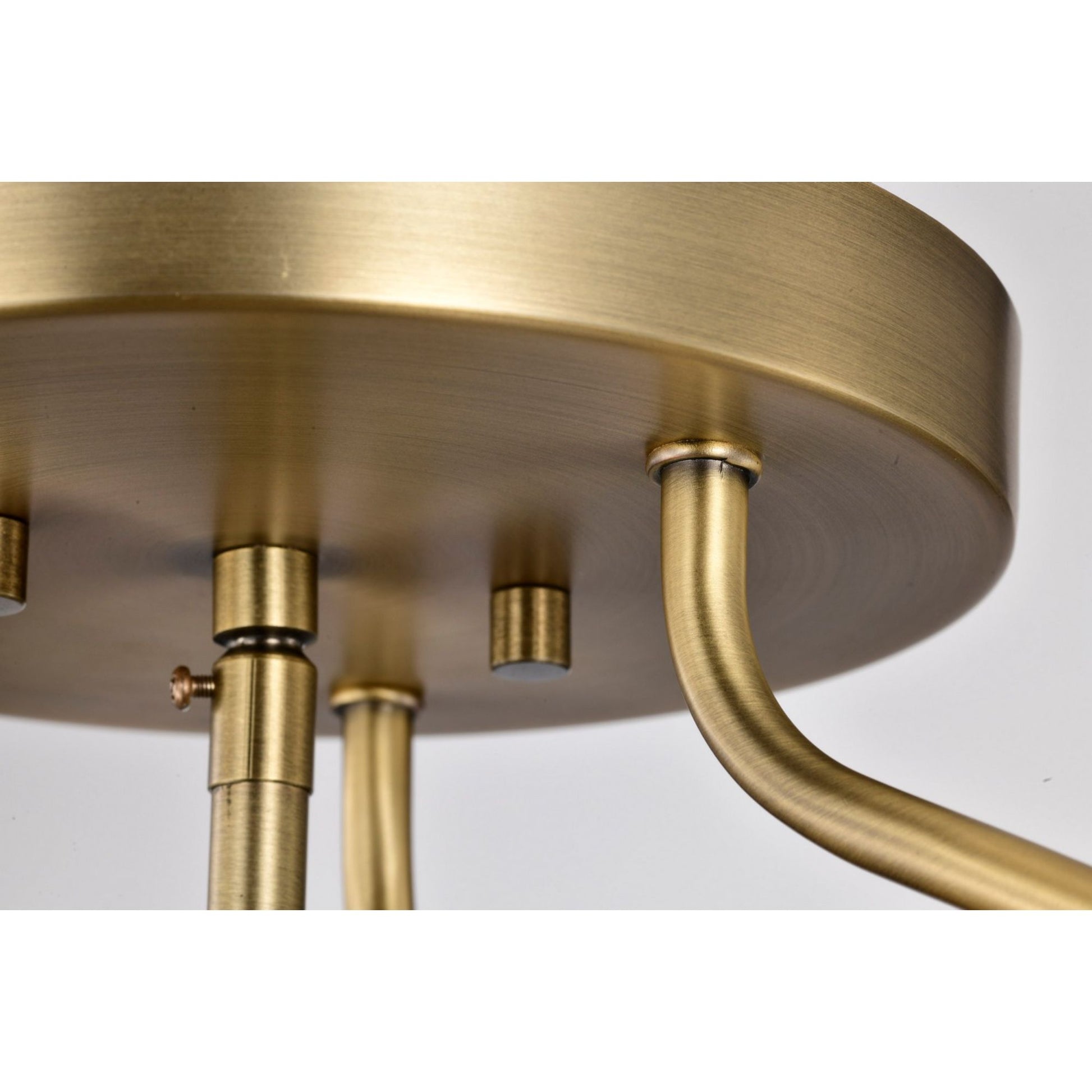Amado 14" 3 lights Semi-flush Mount, Vintage Brass Finish - Bees Lighting