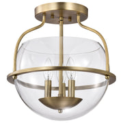 Amado 14 in. 3 Lights Semi-flush Mount Light, Clear Glass - Bees Lighting