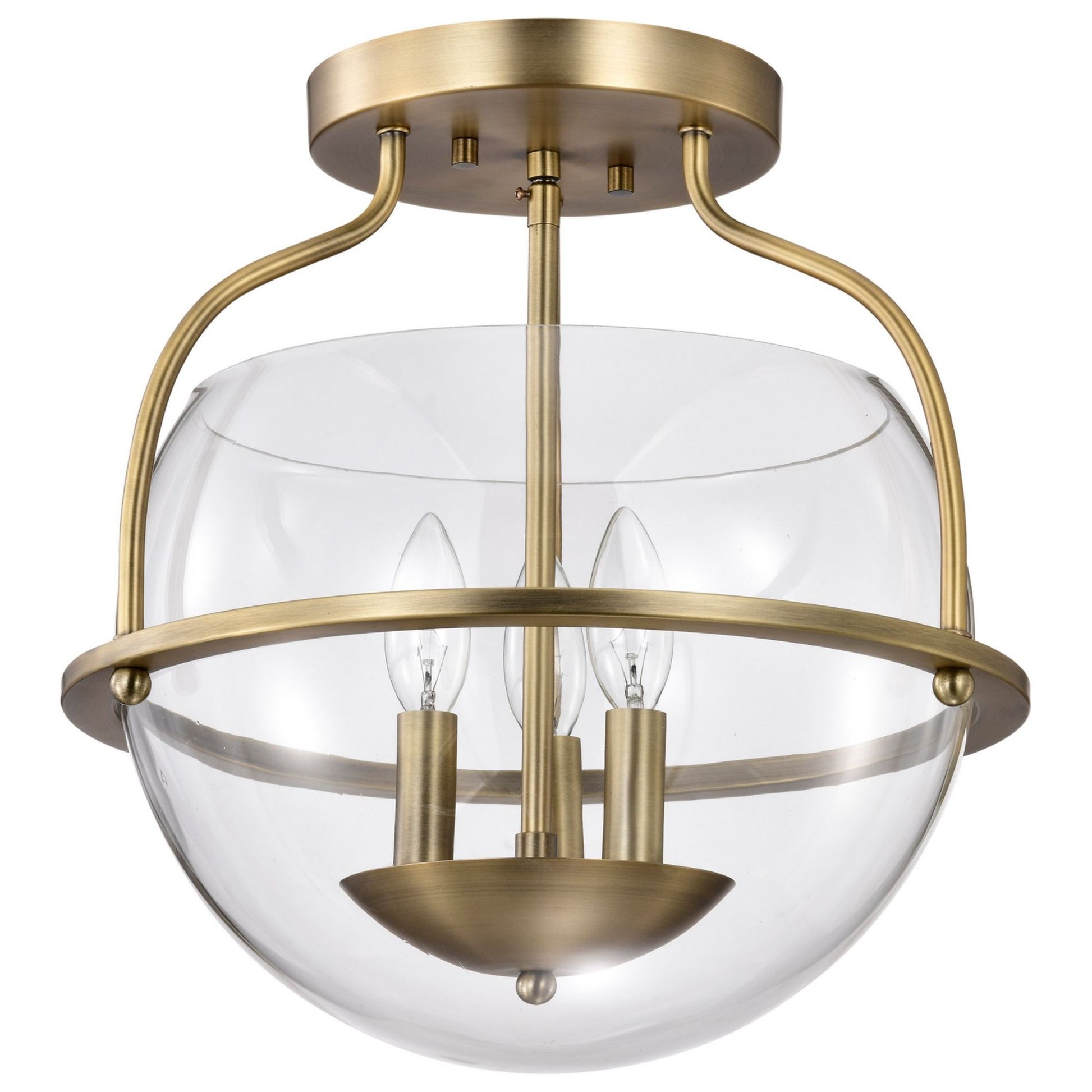 Amado 14 in. 3 Lights Semi-flush Mount Light, Clear Glass - Bees Lighting