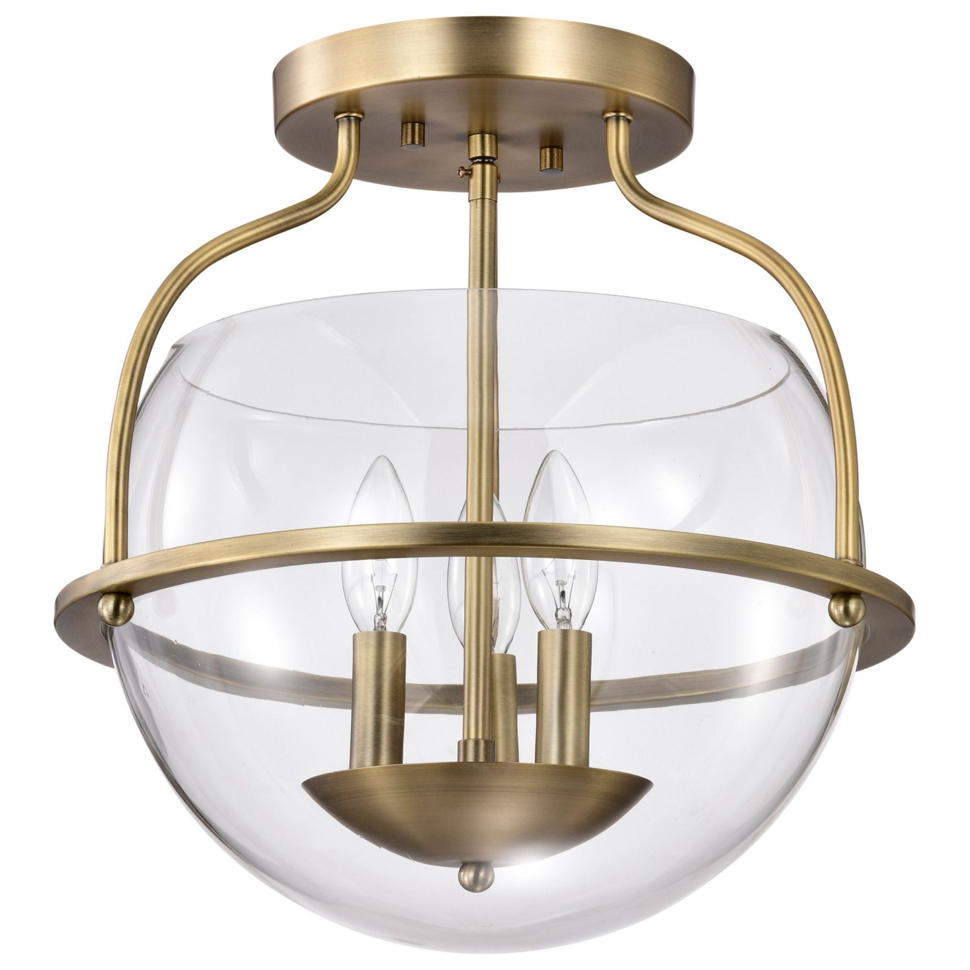 Amado 14 in. 3 Lights Semi-flush Mount Light, Clear Glass - Bees Lighting