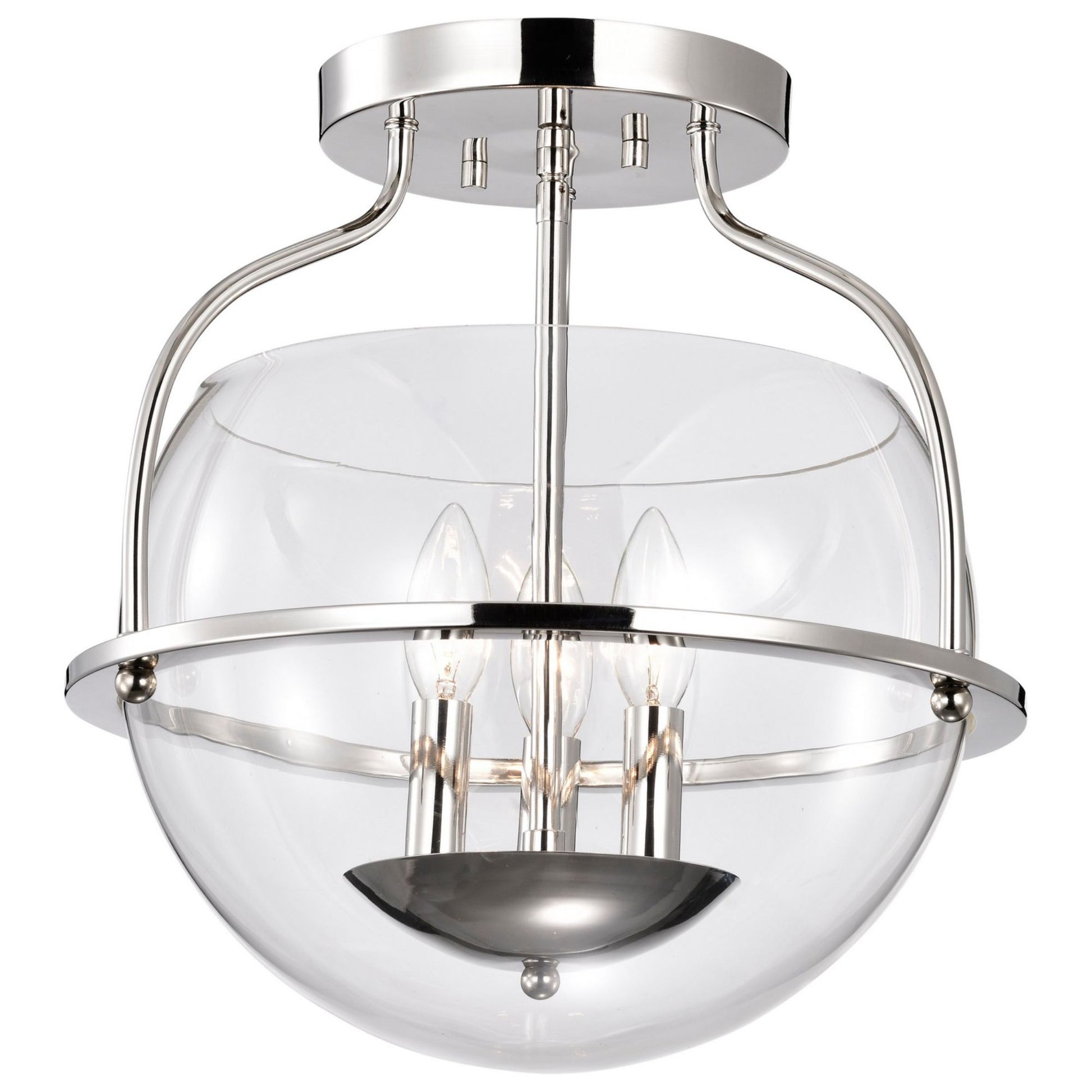Amado 14" 3 lights Semi-flush Mount, Polished Nickel Finish - Bees Lighting