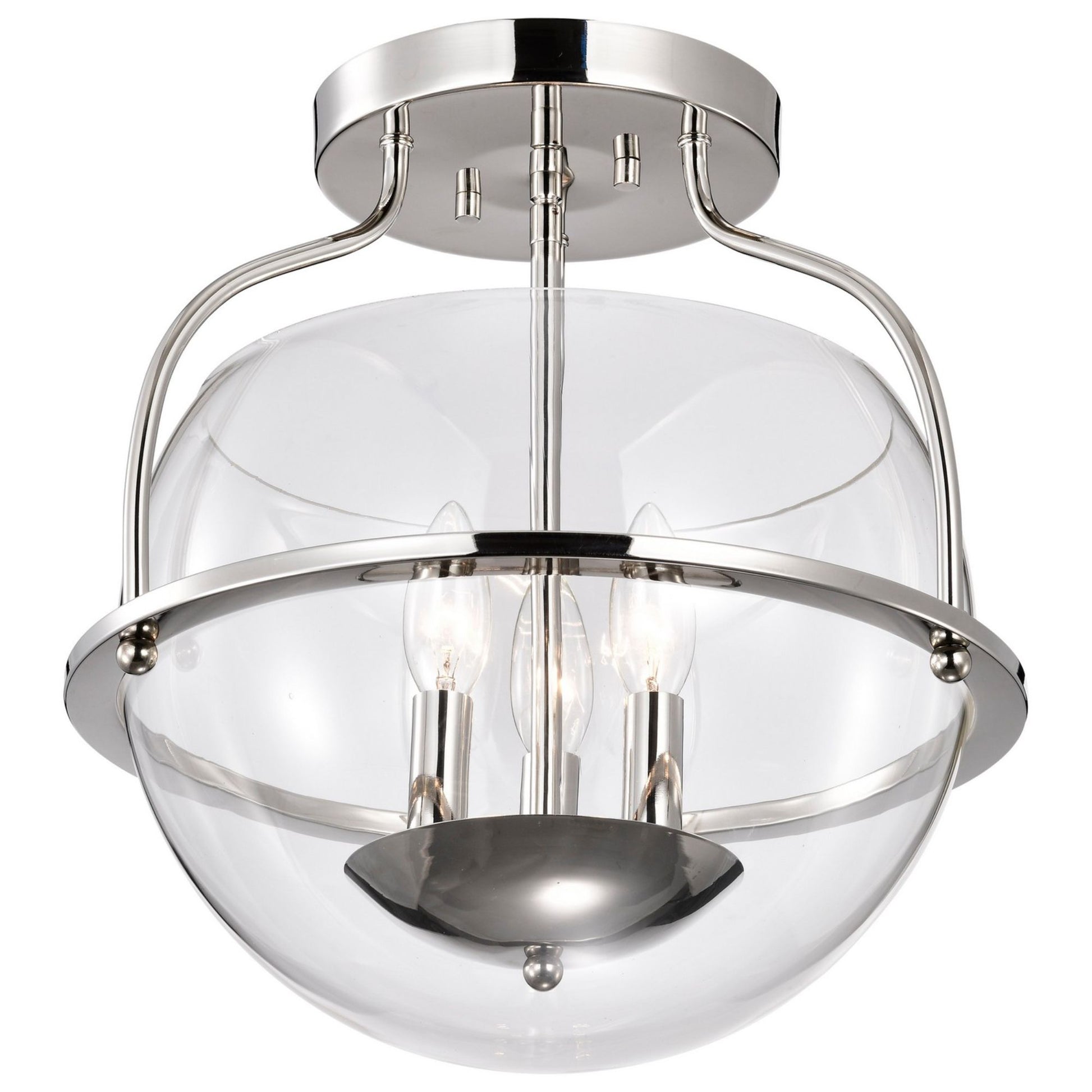 Amado 14" 3 lights Semi-flush Mount, Polished Nickel Finish - Bees Lighting
