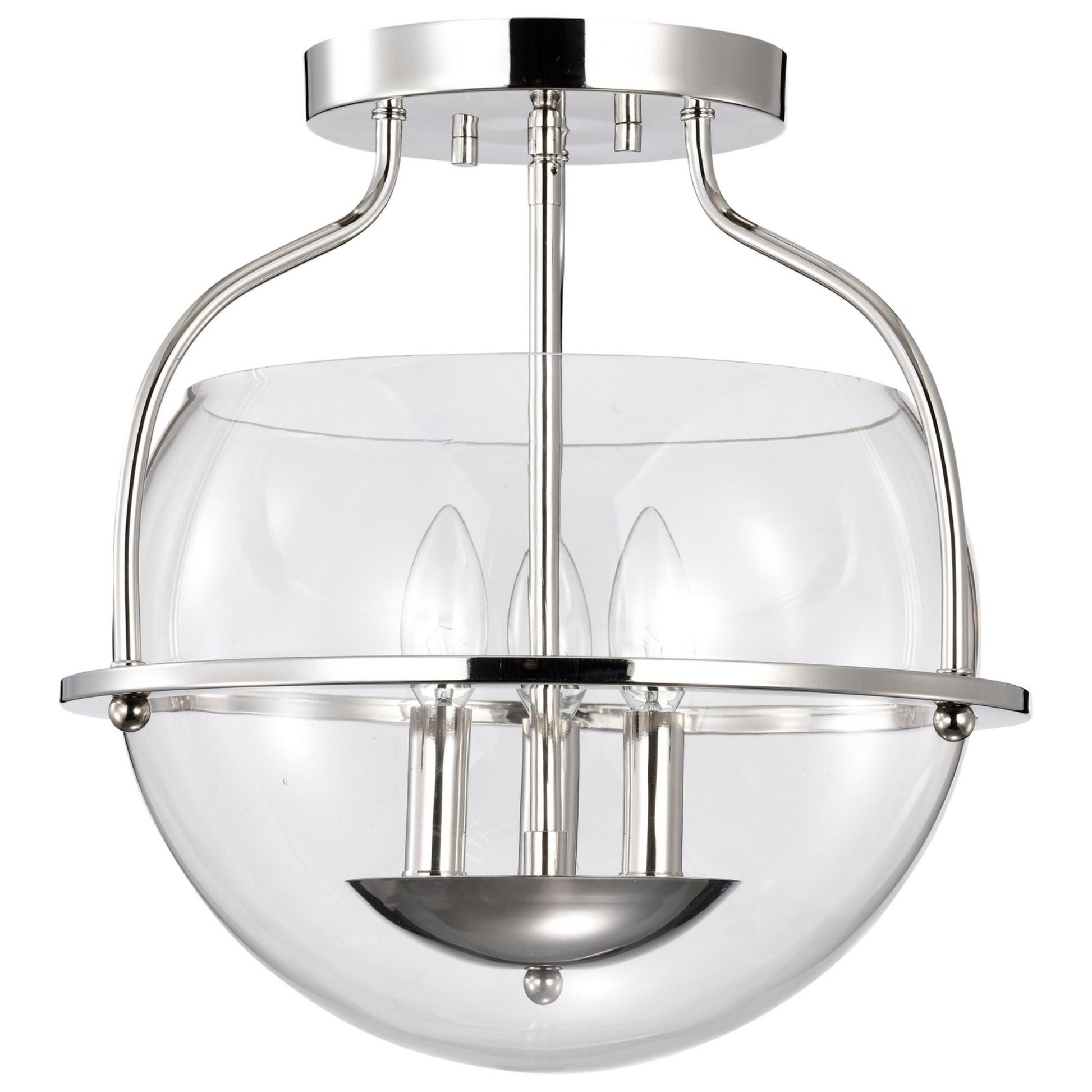 Amado 14" 3 lights Semi-flush Mount, Polished Nickel Finish - Bees Lighting