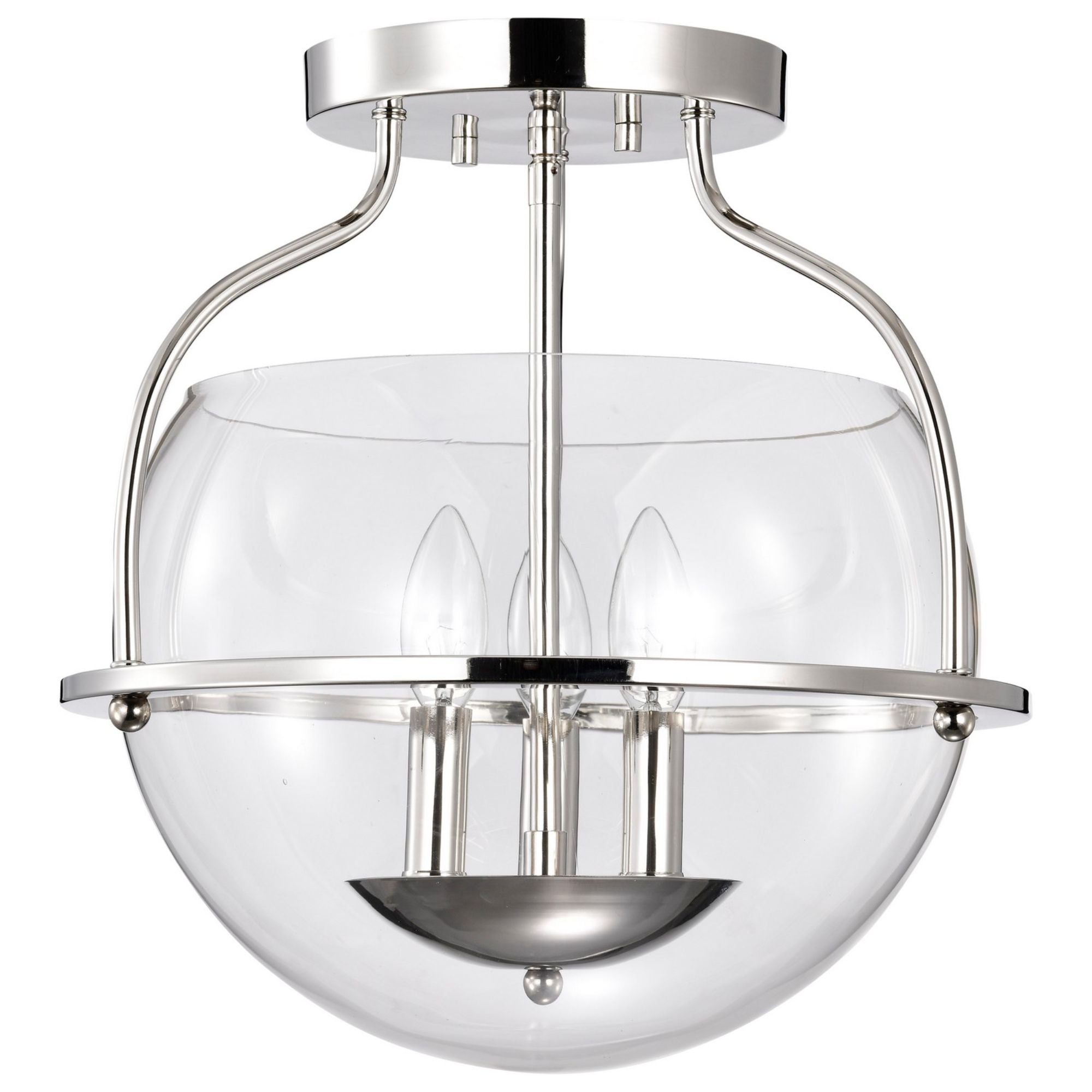 Amado 14" 3 lights Semi-flush Mount, Polished Nickel Finish - Bees Lighting
