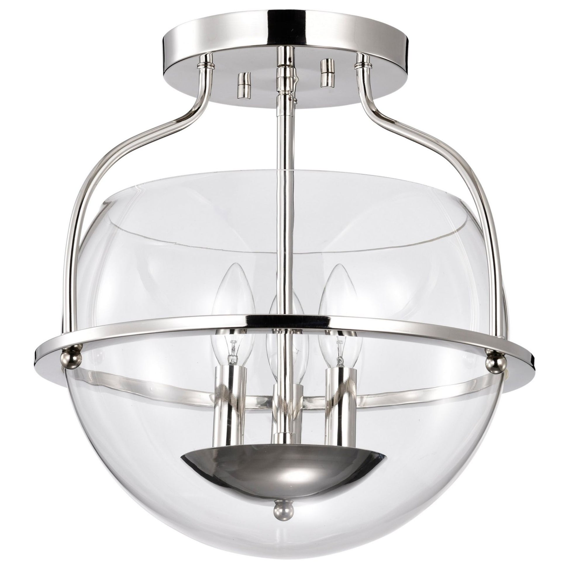 Amado 14 in. 3 Lights Semi-flush Mount Light, Clear Glass - Bees Lighting