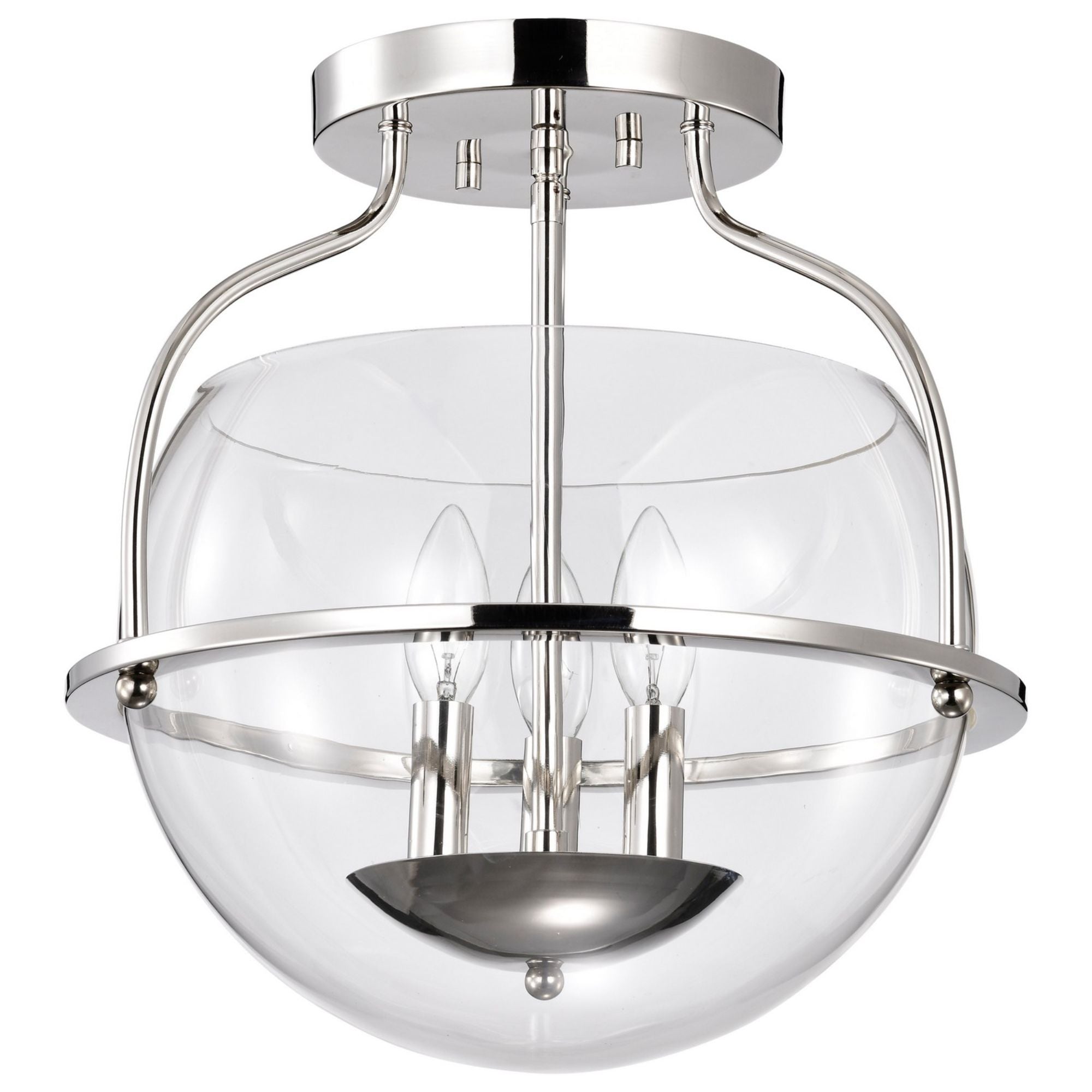 Amado 14 in. 3 Lights Semi-flush Mount Light, Clear Glass - Bees Lighting