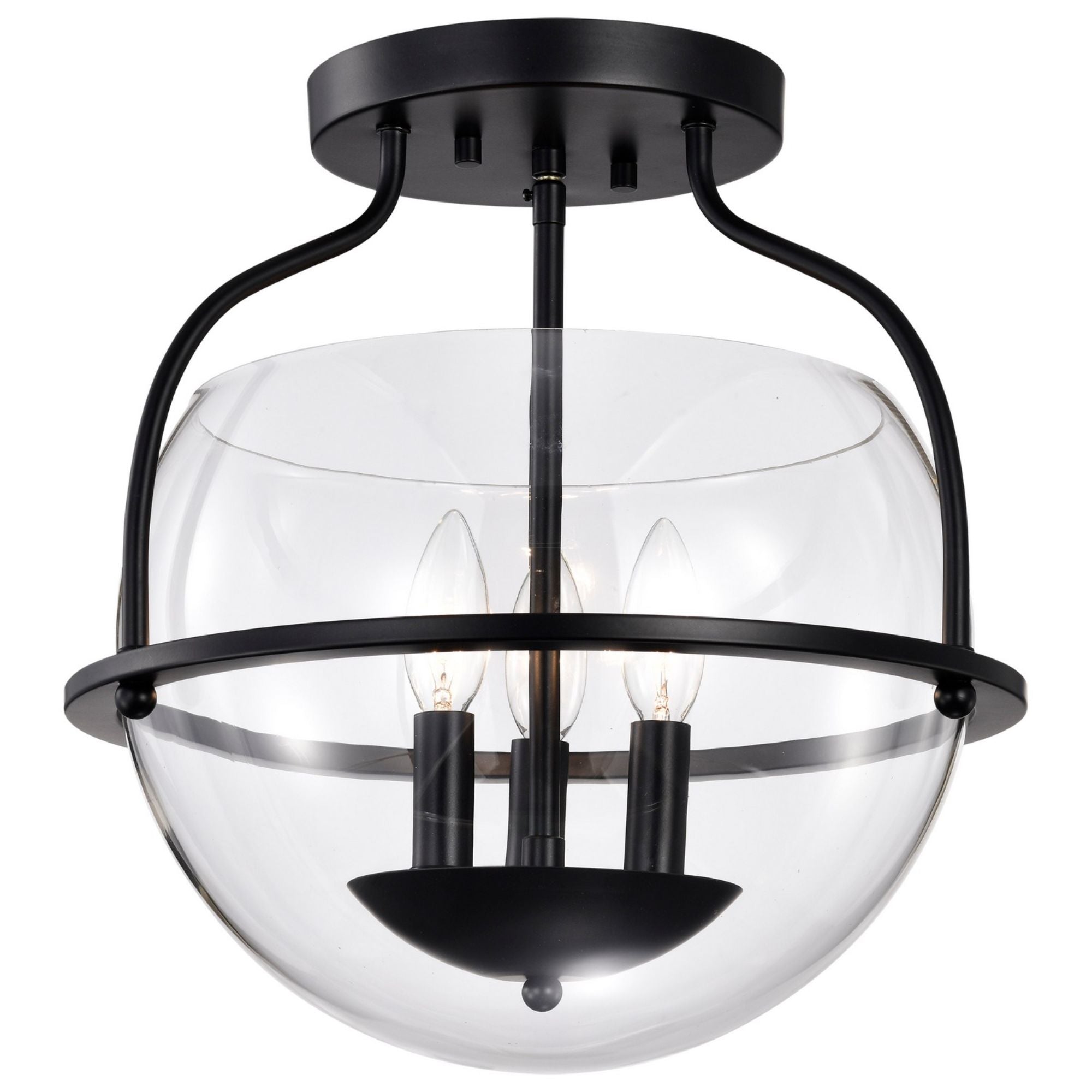 Amado 14" 3 lights Semi-flush Mount, Matte Black Finish - Bees Lighting