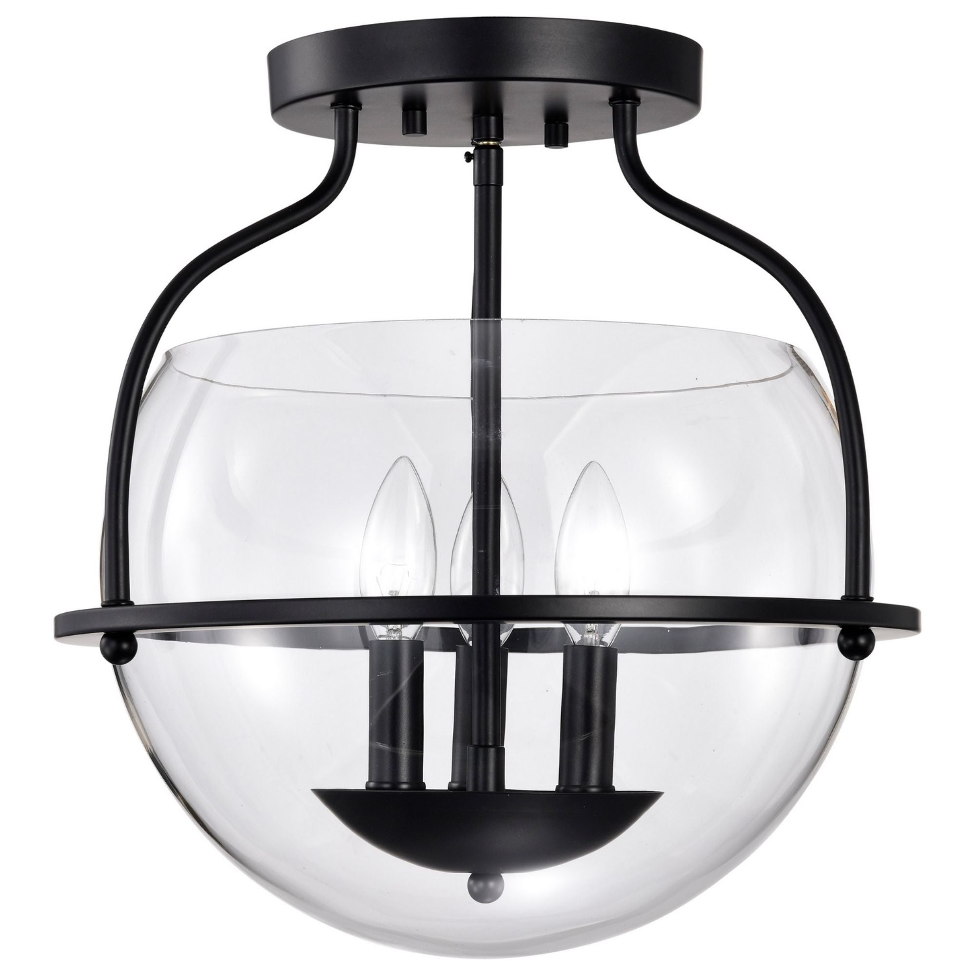 Amado 14" 3 lights Semi-flush Mount, Matte Black Finish - Bees Lighting