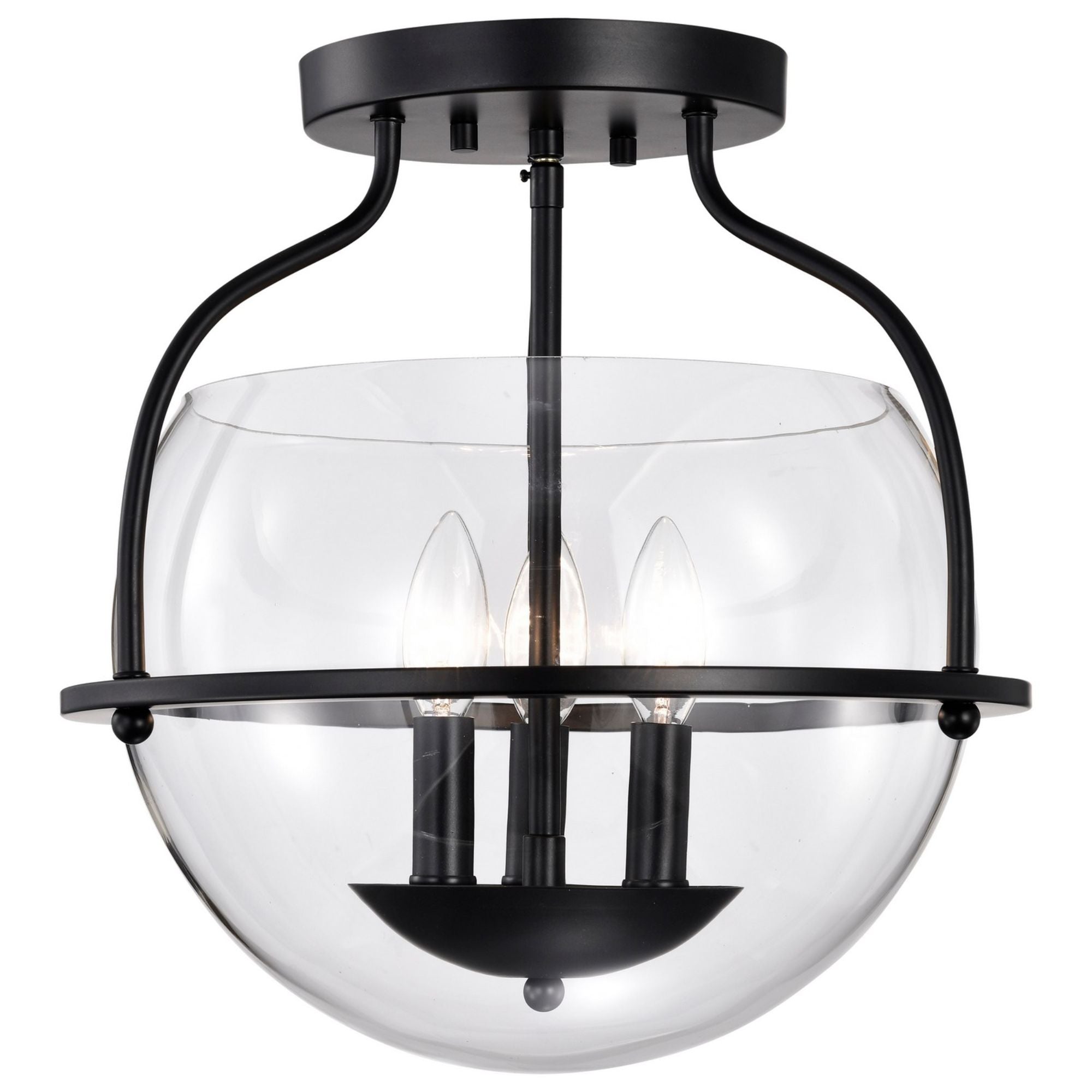 Amado 14" 3 lights Semi-flush Mount, Matte Black Finish - Bees Lighting