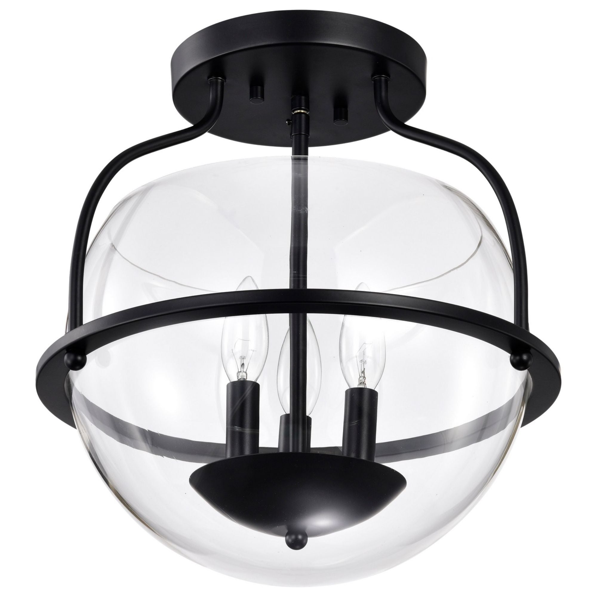 Amado 14" 3 lights Semi-flush Mount, Matte Black Finish - Bees Lighting
