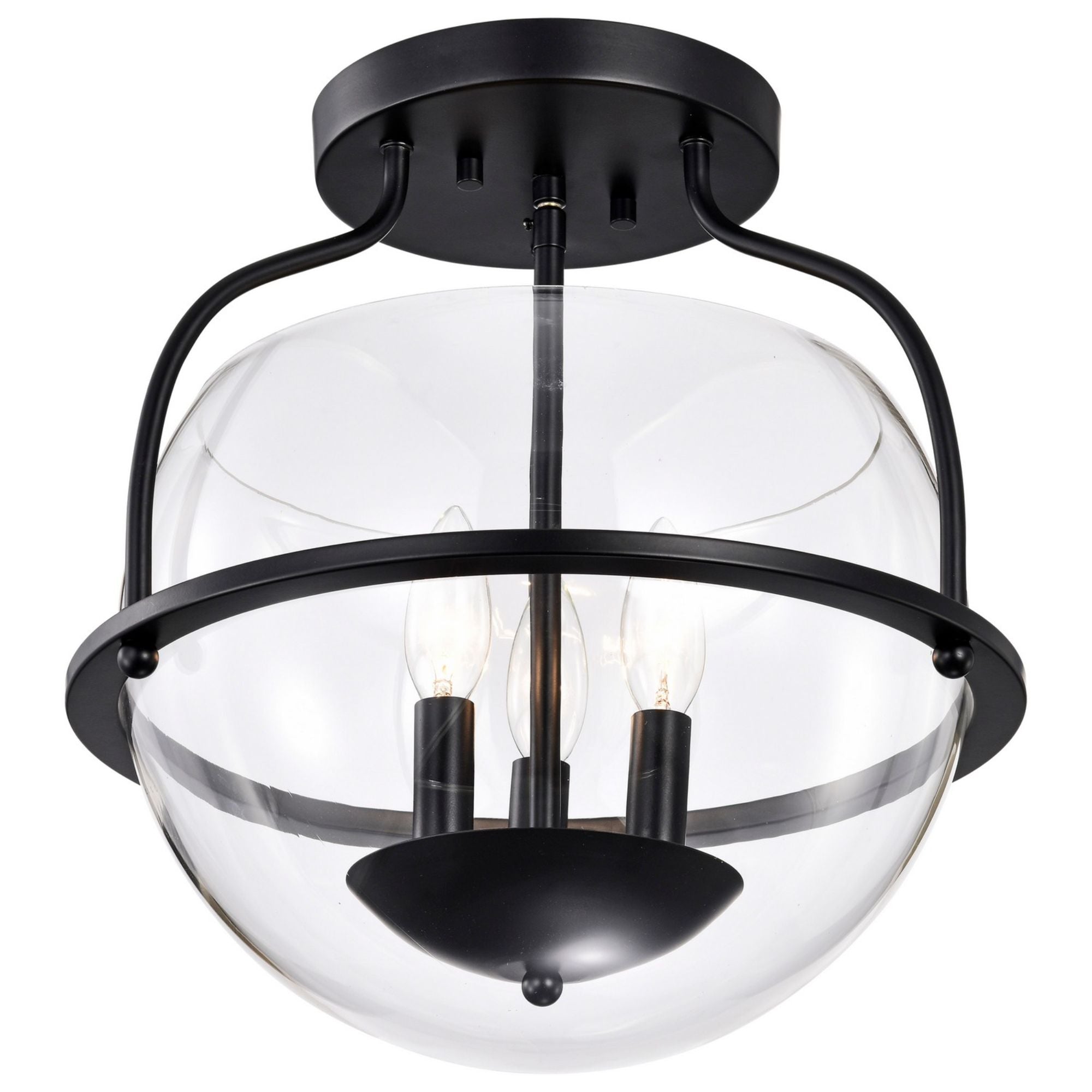 Amado 14" 3 lights Semi-flush Mount, Matte Black Finish - Bees Lighting