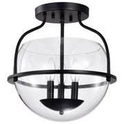 Amado 14 in. 3 Lights Semi-flush Mount Light, Clear Glass - Bees Lighting