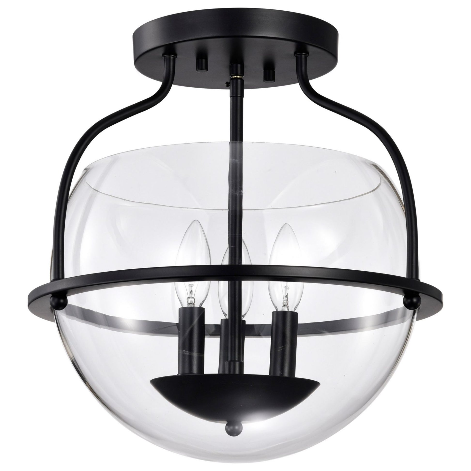 Amado 14 in. 3 Lights Semi-flush Mount Light, Clear Glass - Bees Lighting