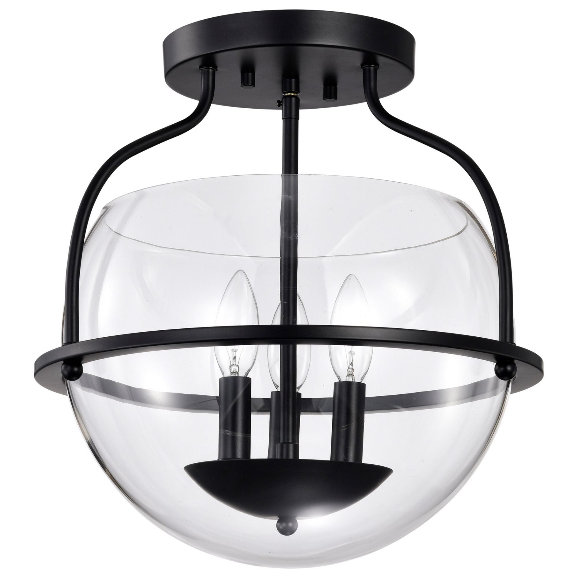 Amado 14 in. 3 Lights Semi-flush Mount Light, Clear Glass - Bees Lighting