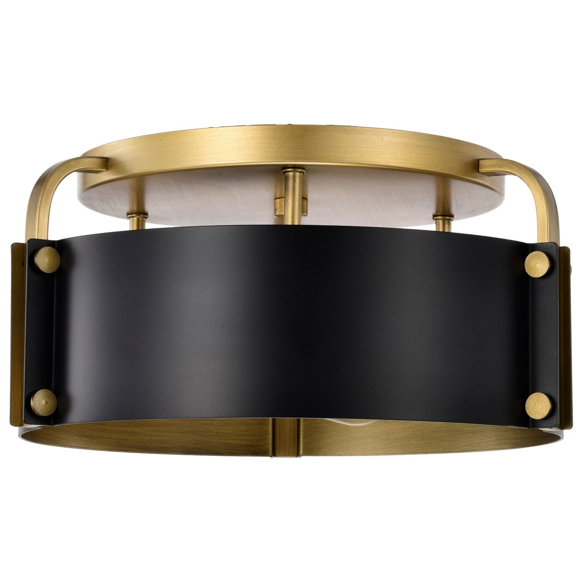 Altos 14" 3 lights Semi-flush Mount, Matte Black and Natural Brass Finish - Bees Lighting