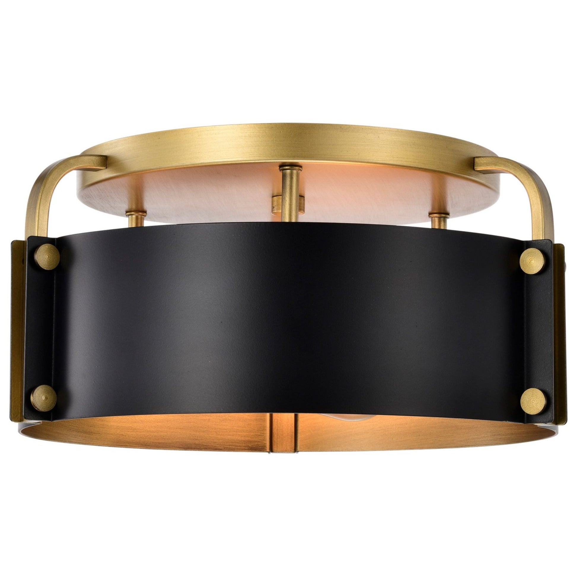 Altos 14" 3 lights Semi-flush Mount, Matte Black and Natural Brass Finish - Bees Lighting