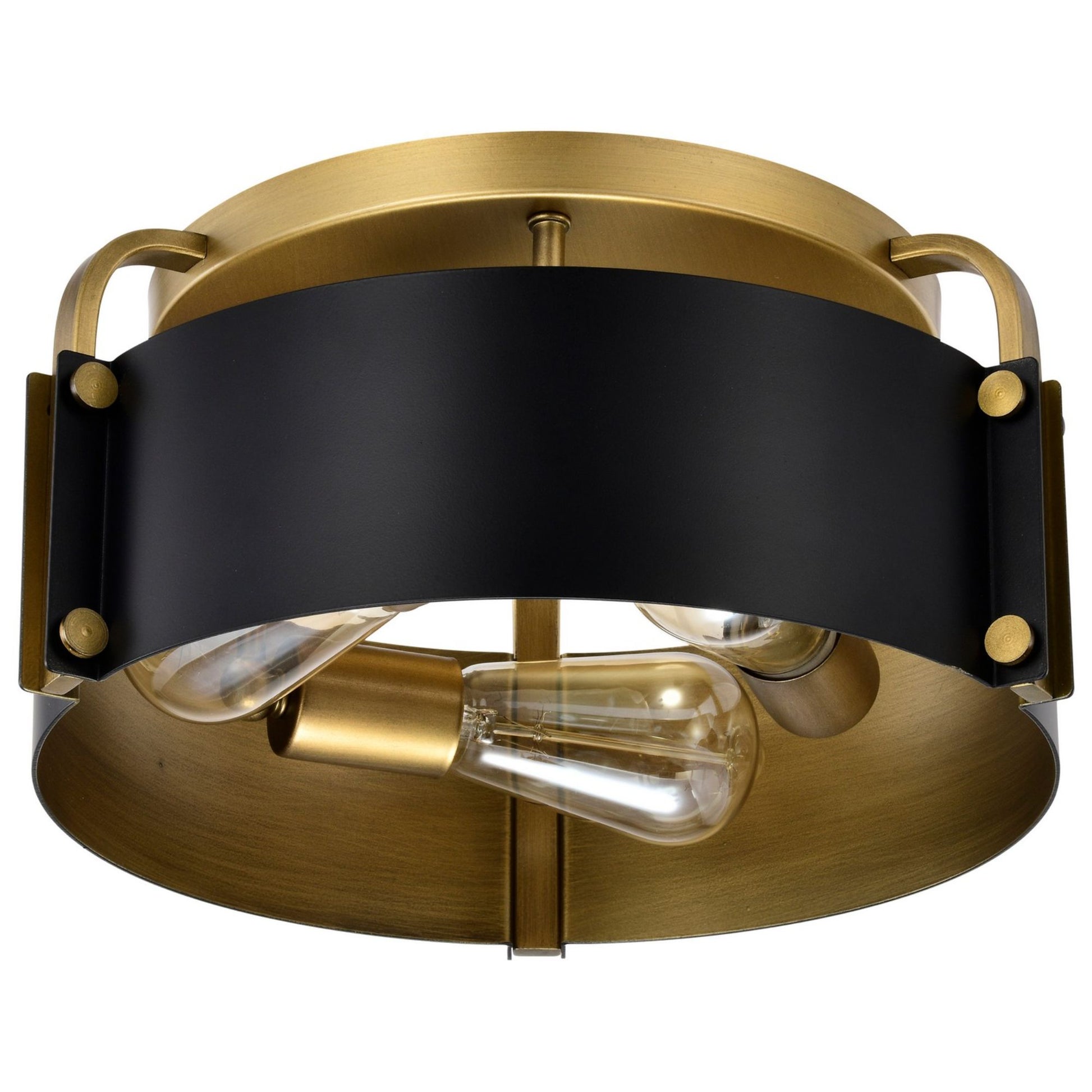 Altos 14" 3 lights Semi-flush Mount, Matte Black and Natural Brass Finish - Bees Lighting