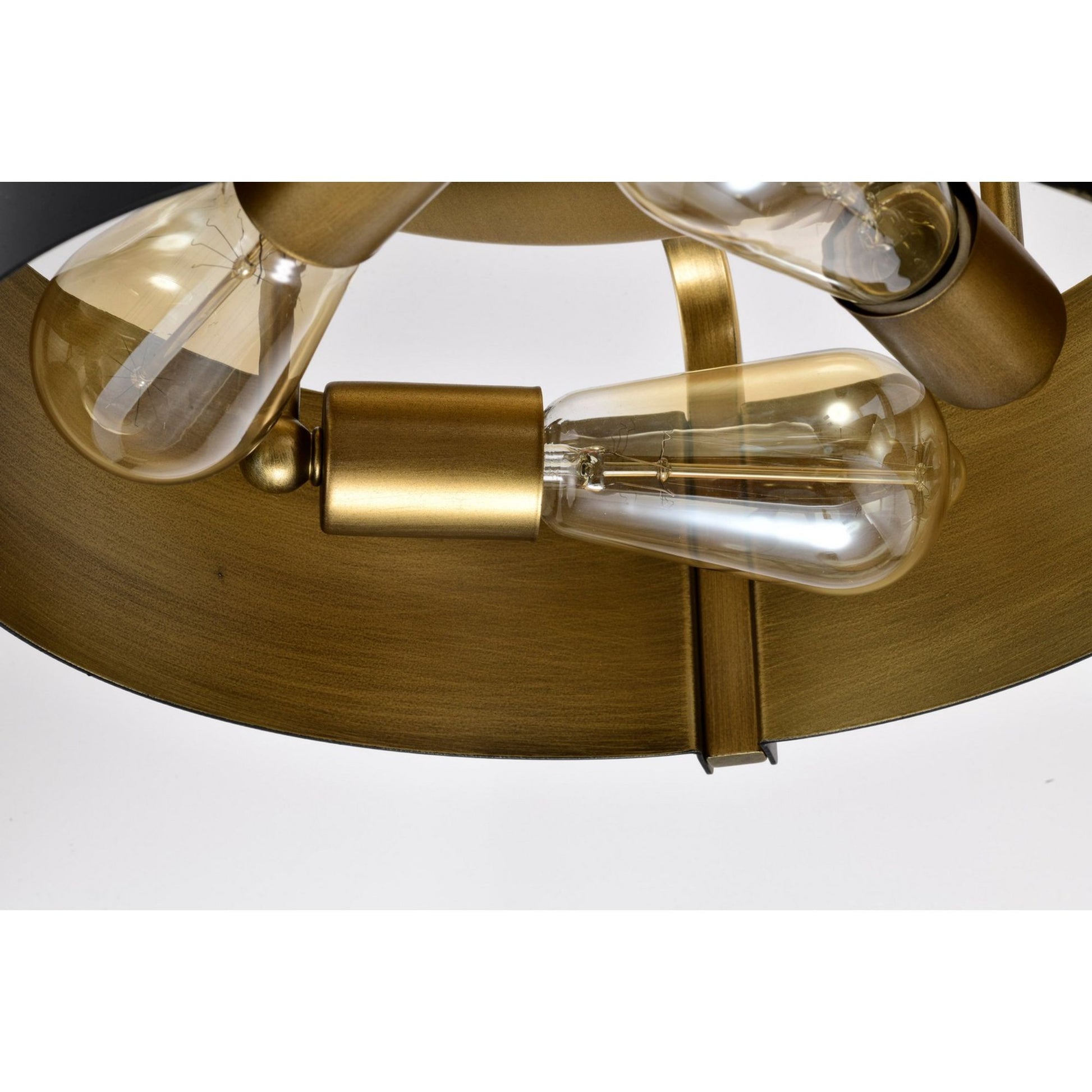Altos 14" 3 lights Semi-flush Mount, Matte Black and Natural Brass Finish - Bees Lighting