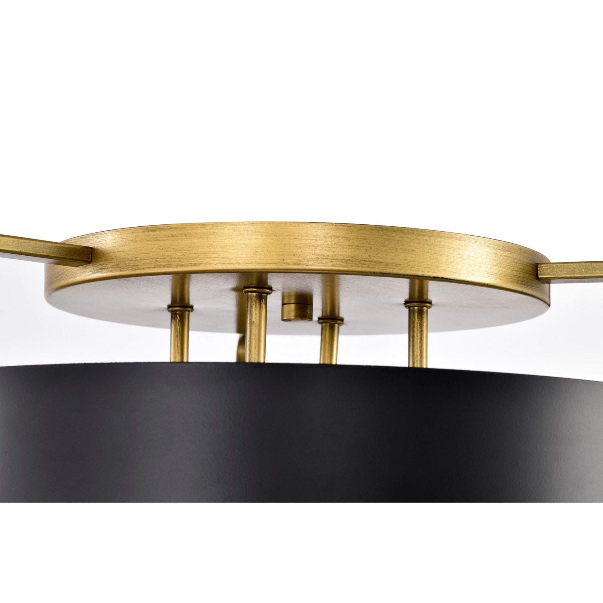 Altos 18" 4 lights Semi-flush Mount, Matte Black and Natural Brass Finish - Bees Lighting