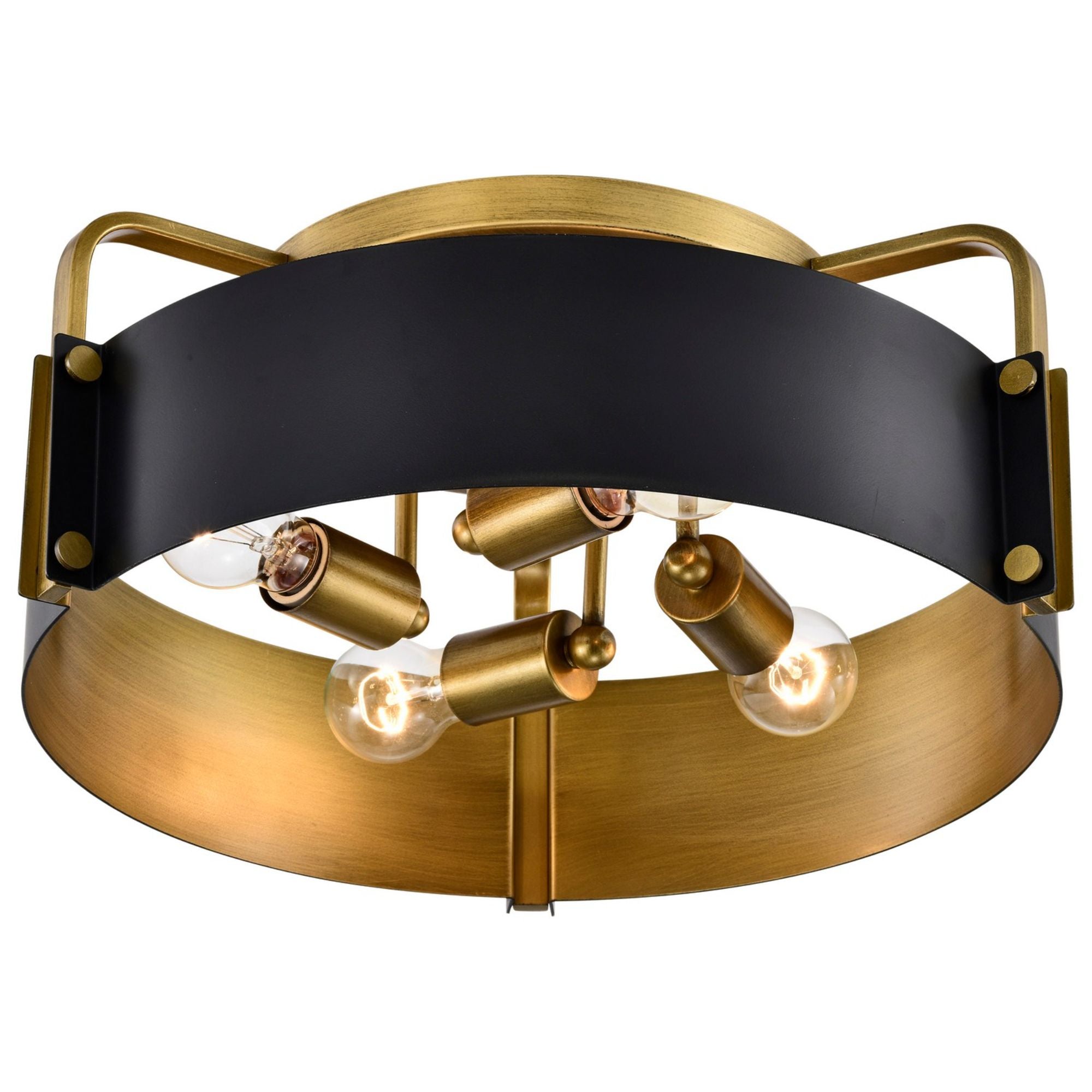 Altos 18" 4 lights Semi-flush Mount, Matte Black and Natural Brass Finish - Bees Lighting