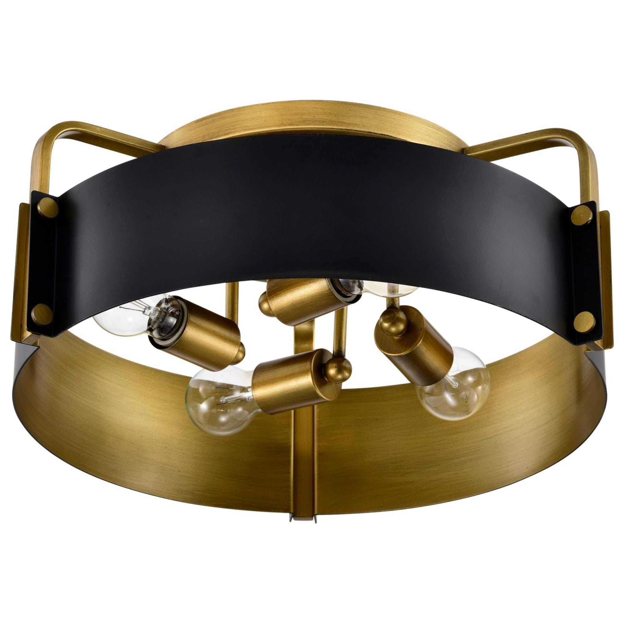 Altos 18" 4 lights Semi-flush Mount, Matte Black and Natural Brass Finish - Bees Lighting