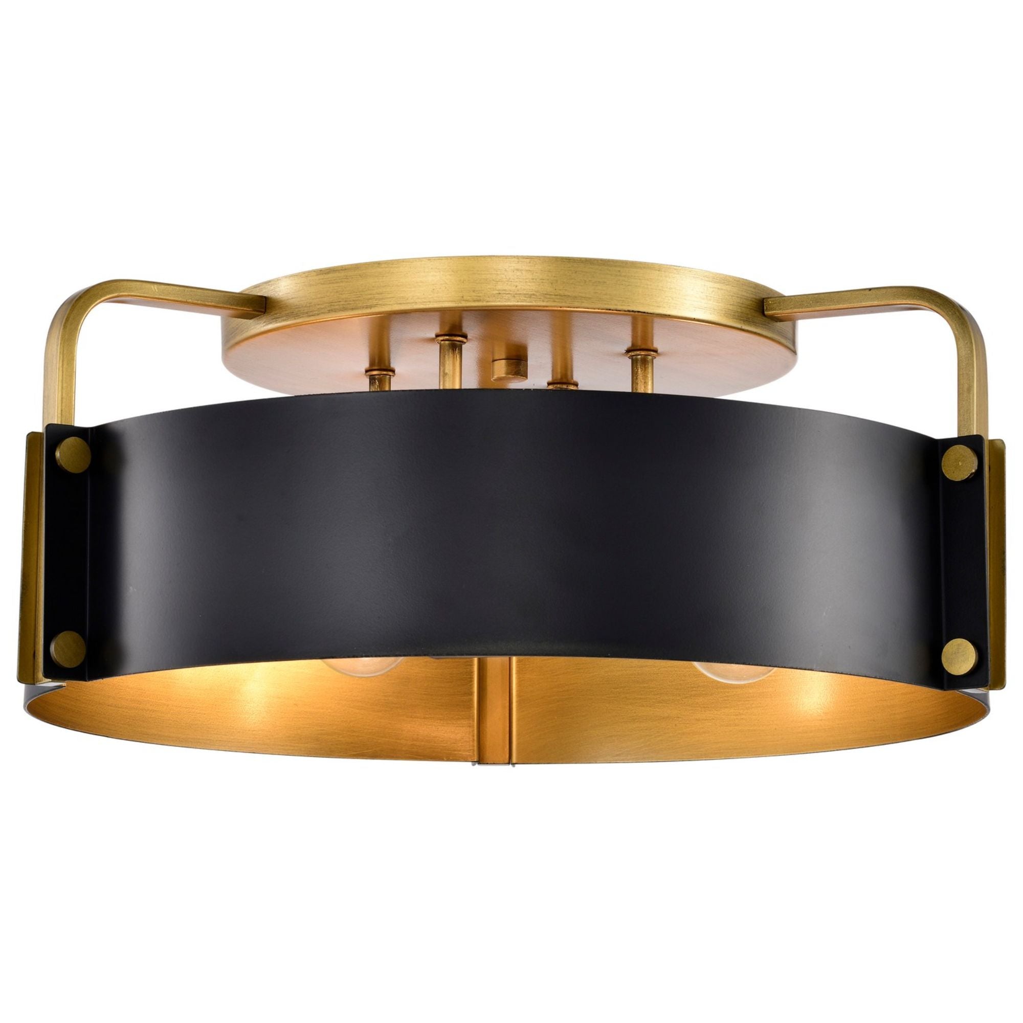 Altos 18" 4 lights Semi-flush Mount, Matte Black and Natural Brass Finish - Bees Lighting