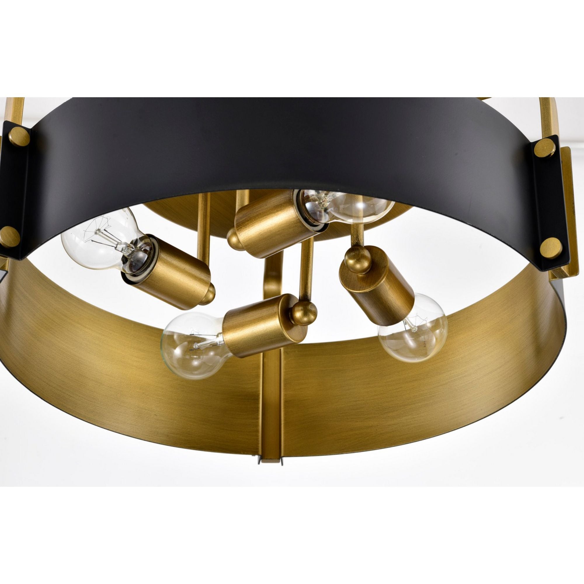 Altos 18" 4 lights Semi-flush Mount, Matte Black and Natural Brass Finish - Bees Lighting