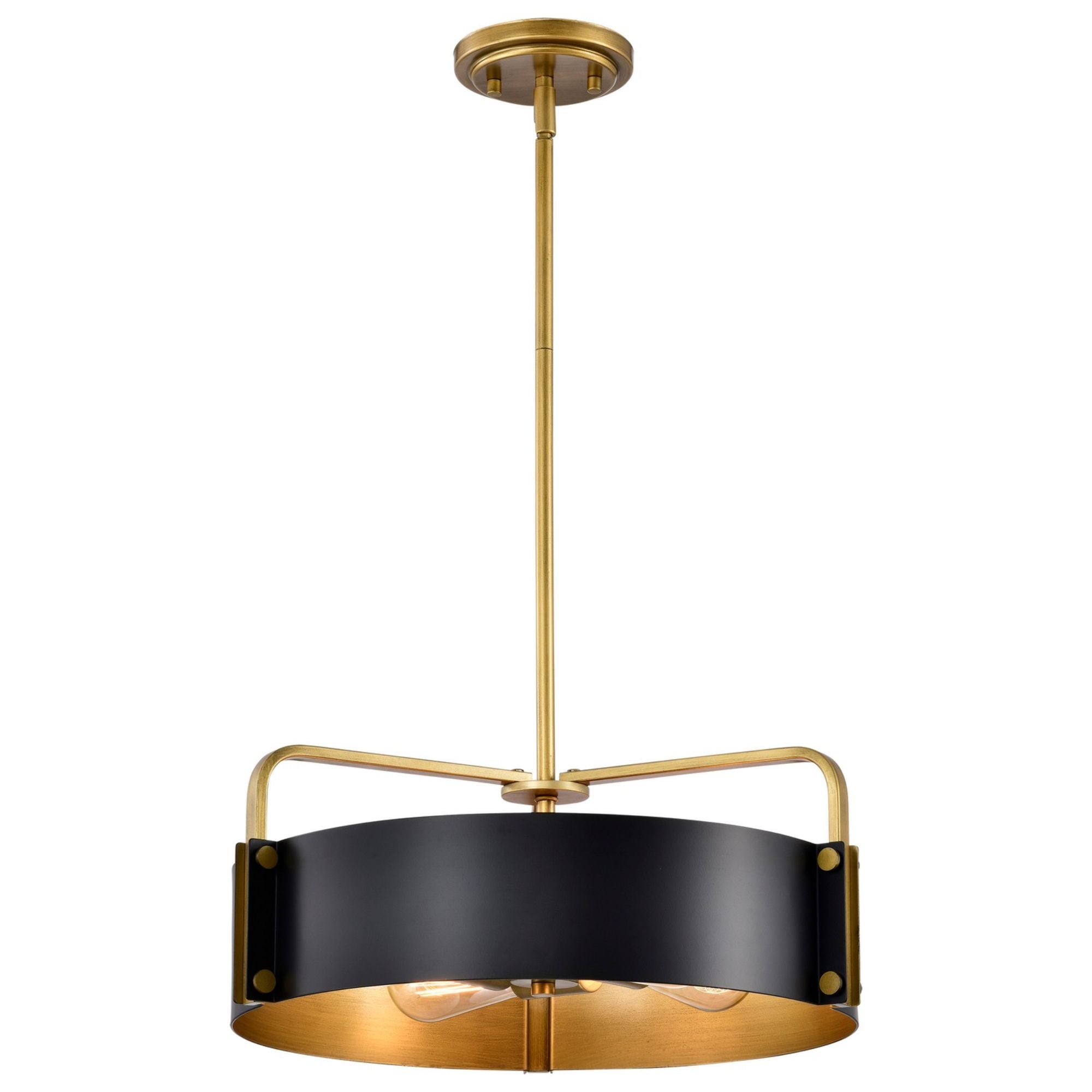 Altos 18" 4 lights Pendant, Matte Black and Natural Brass Finish - Bees Lighting