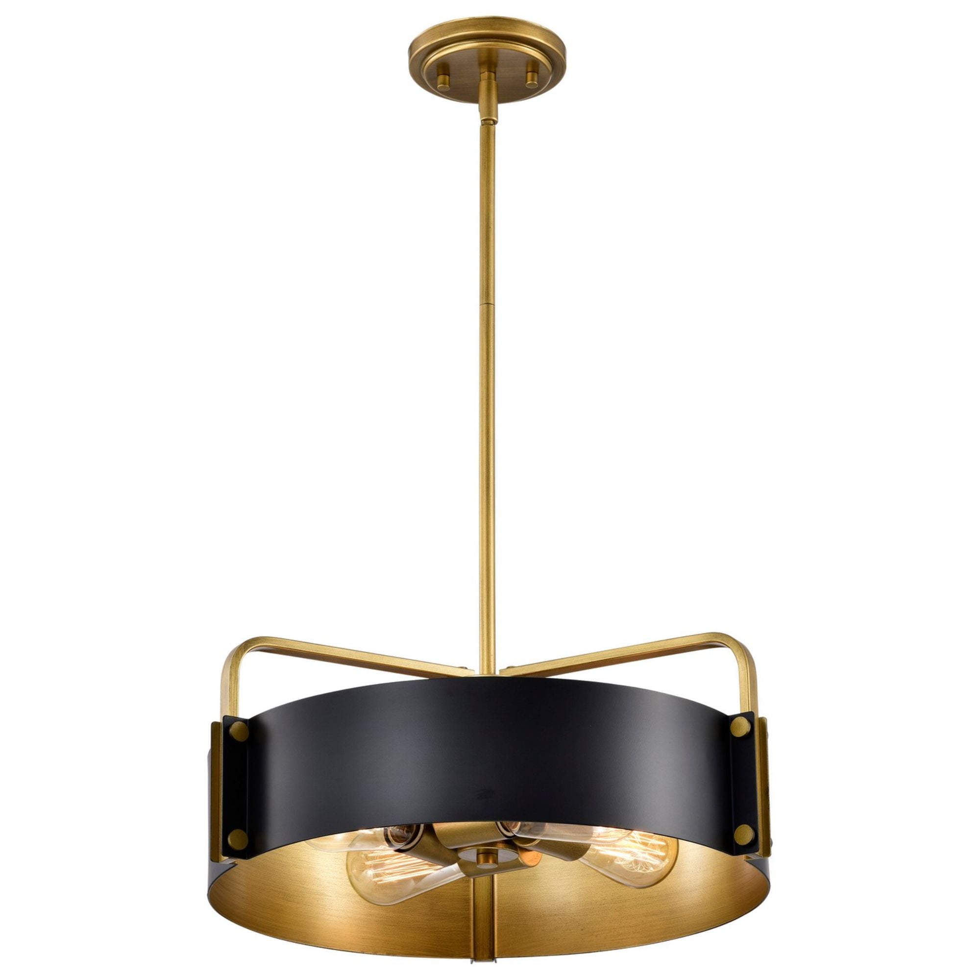 Altos 18" 4 lights Pendant, Matte Black and Natural Brass Finish - Bees Lighting