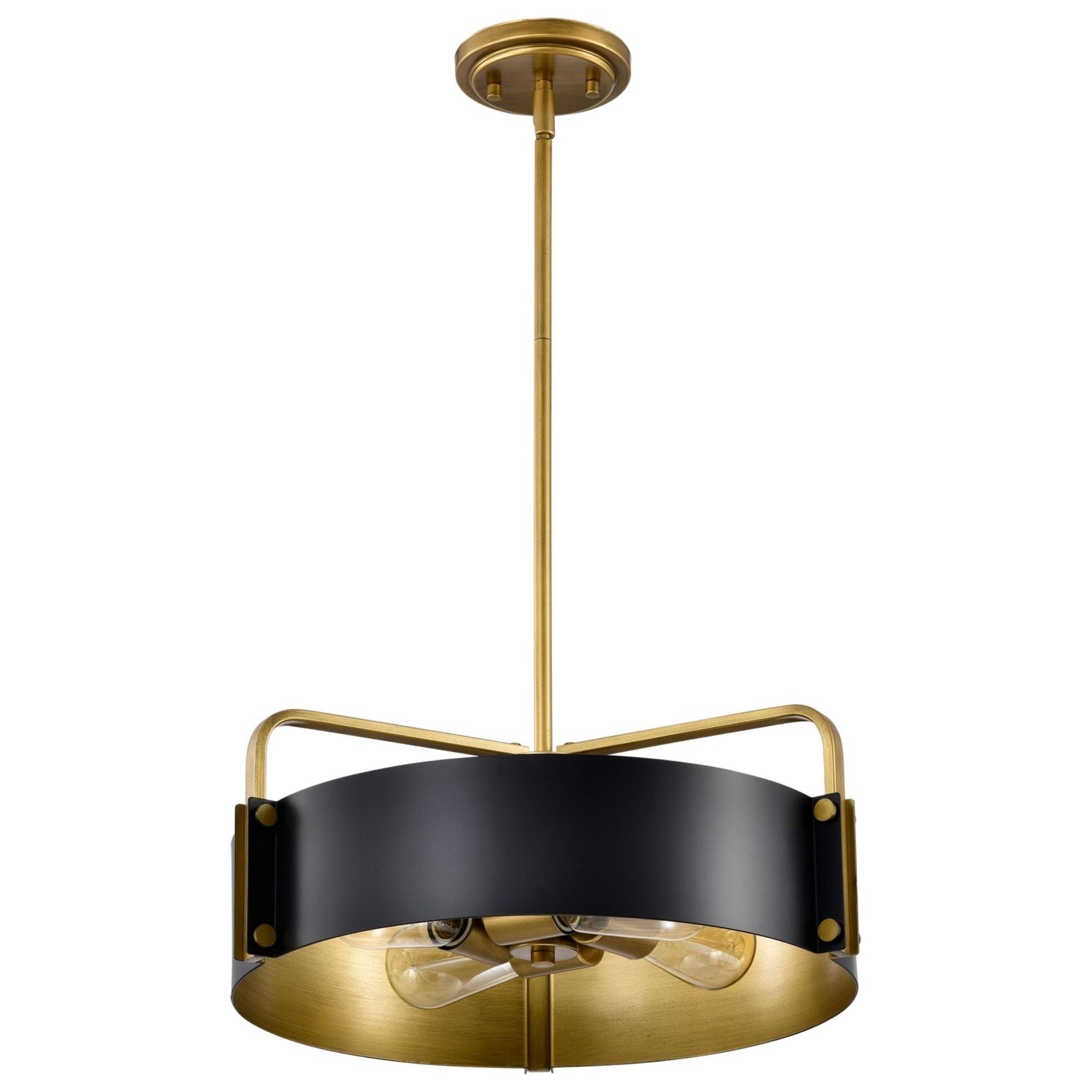 Altos 18" 4 lights Pendant, Matte Black and Natural Brass Finish - Bees Lighting