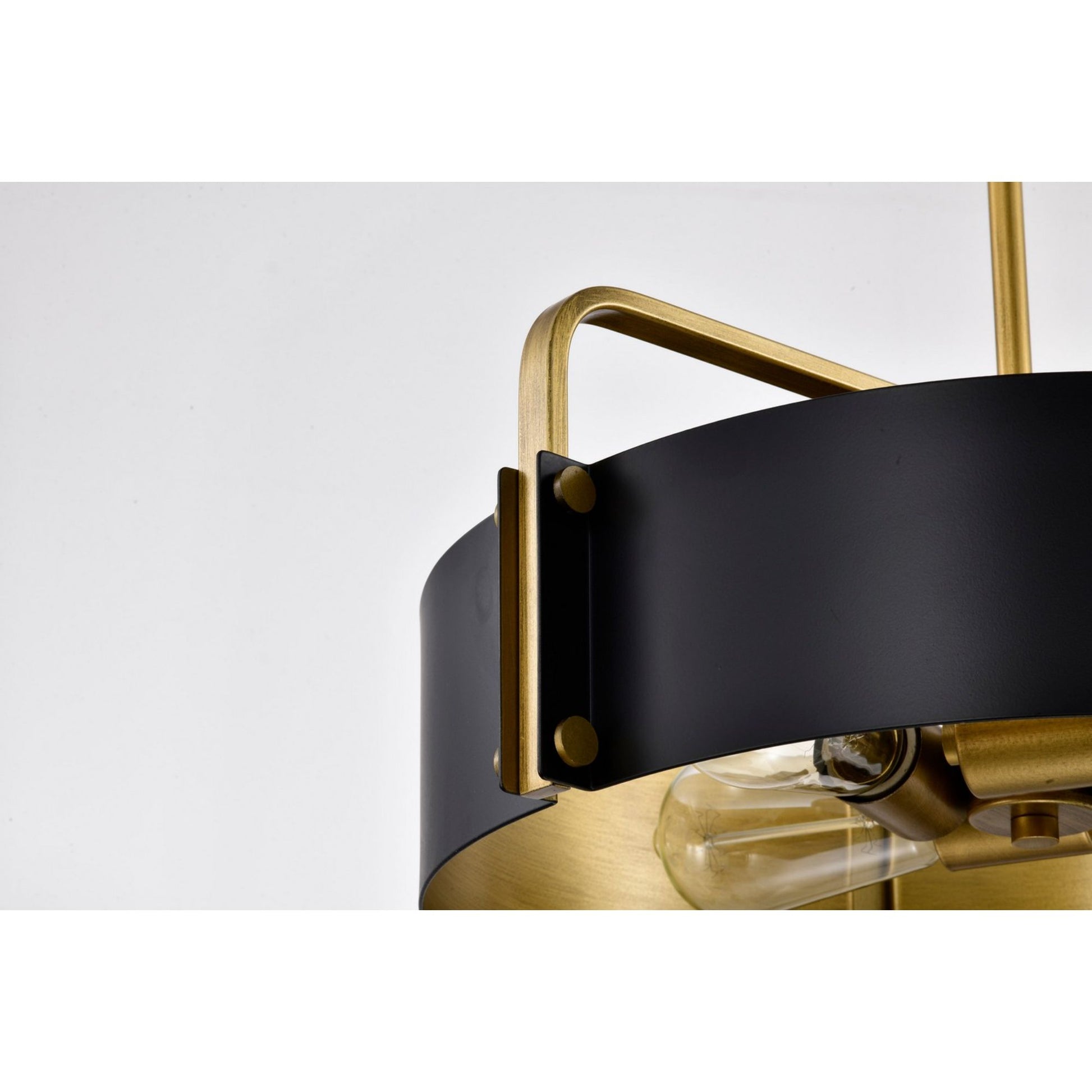 Altos 18" 4 lights Pendant, Matte Black and Natural Brass Finish - Bees Lighting