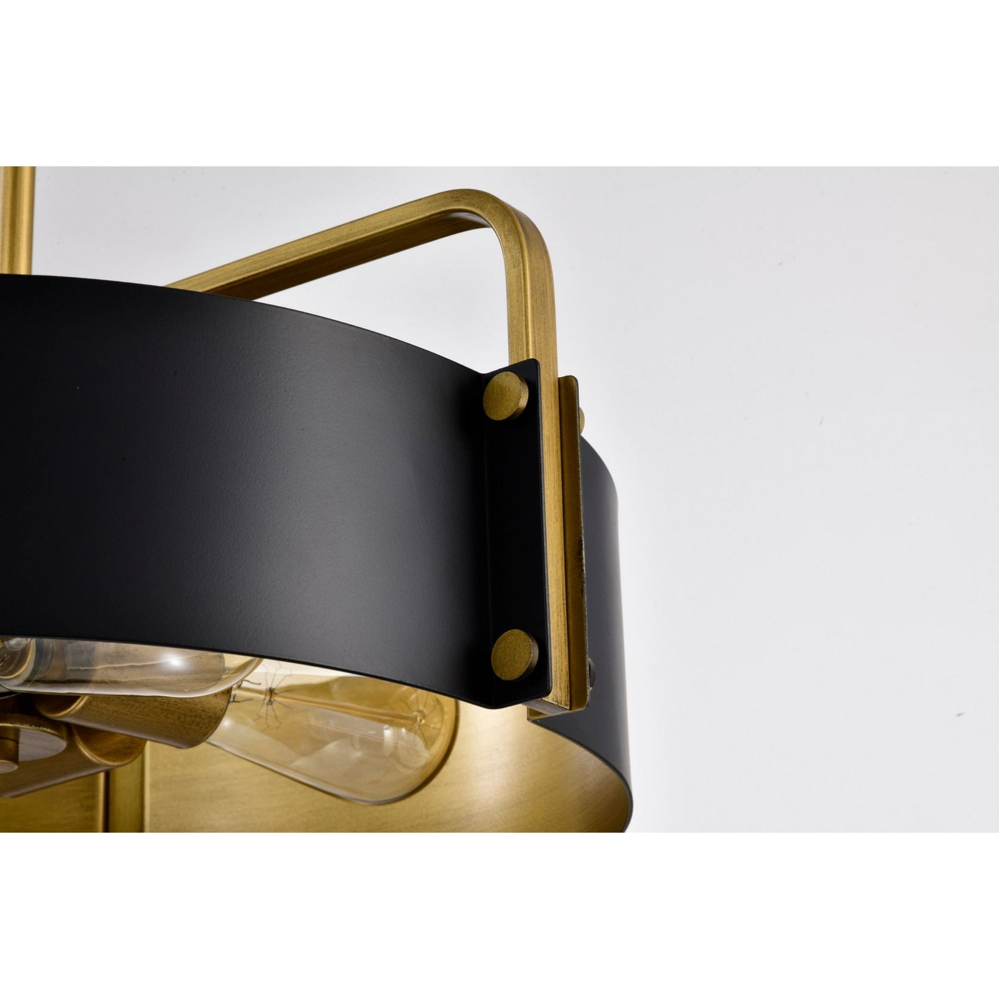 Altos 18" 4 lights Pendant, Matte Black and Natural Brass Finish - Bees Lighting