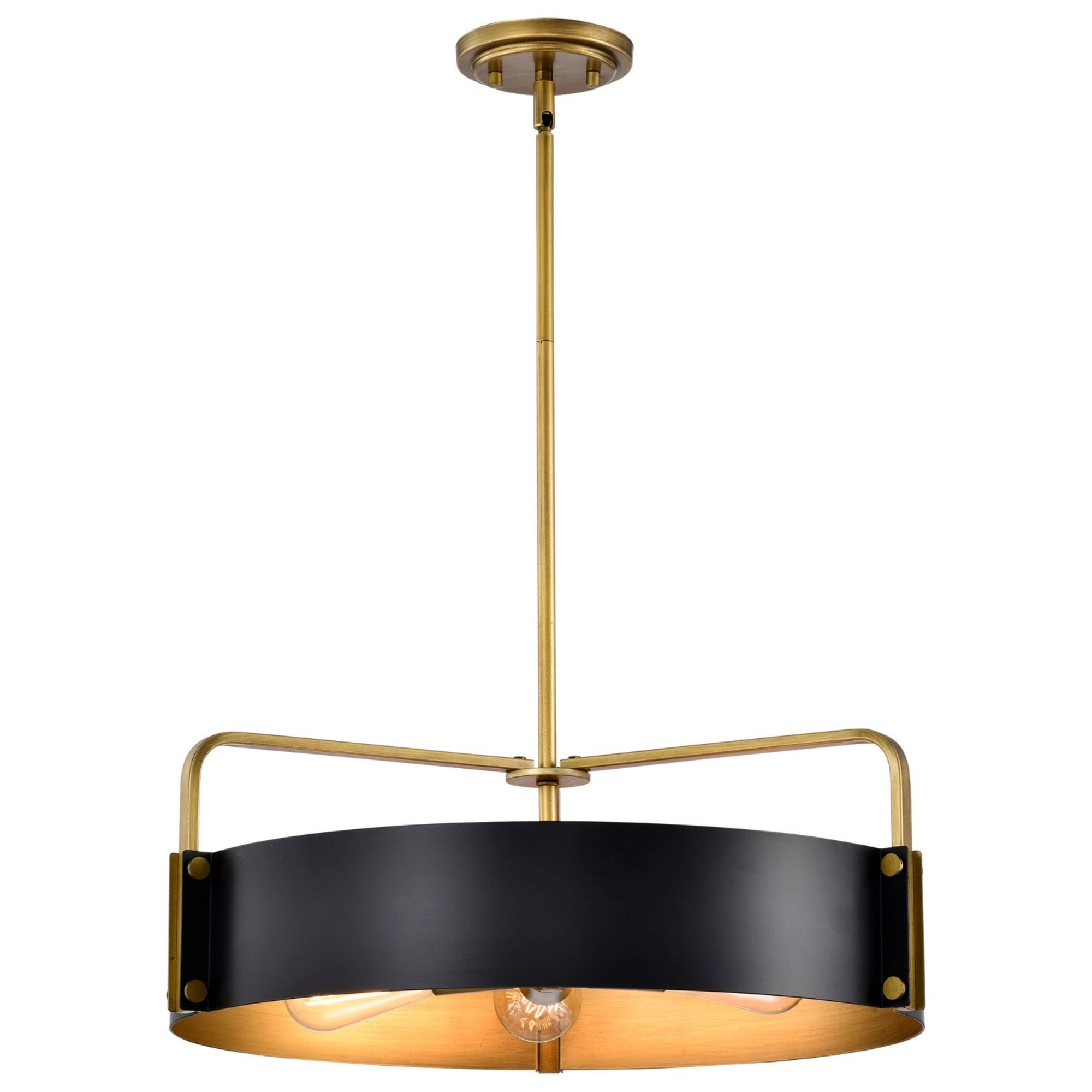 Altos 22 in. 5 lights Pendant Light Matte Black and Natural Brass Finish