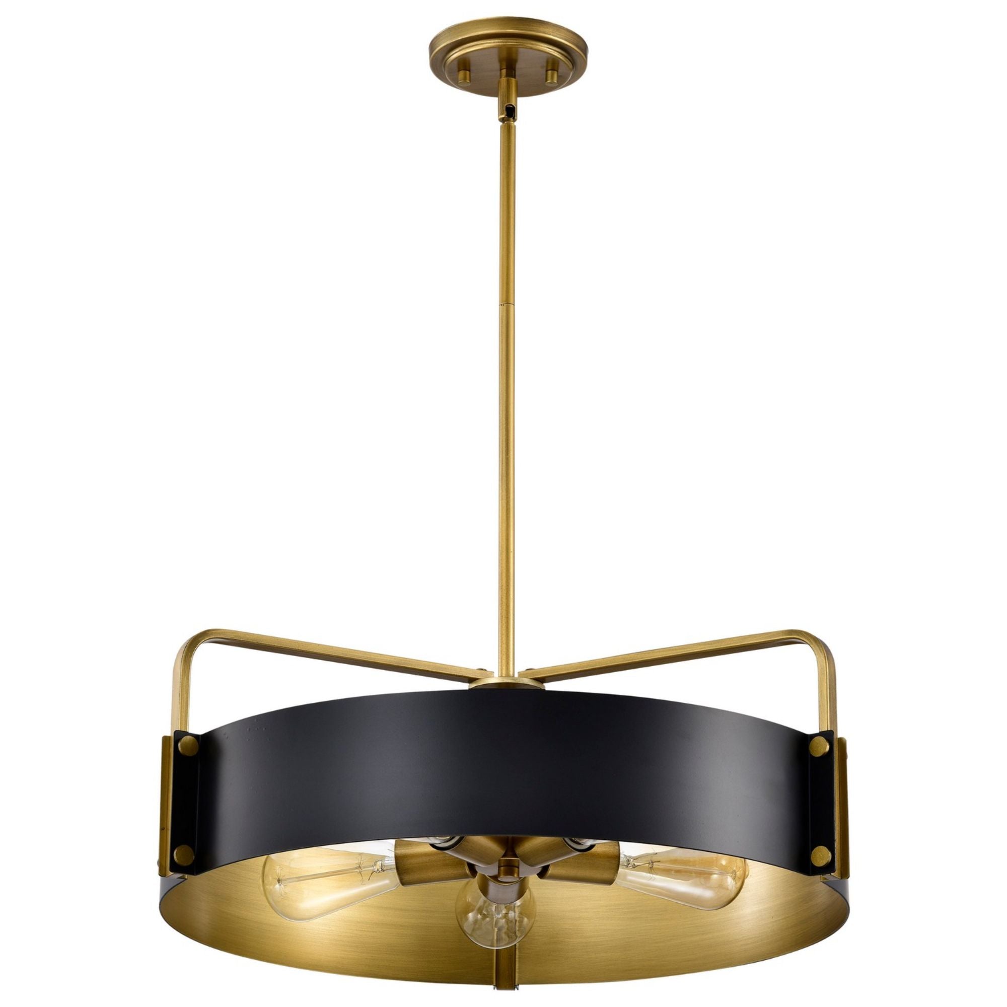 Altos 22 in. 5 lights Pendant Light Matte Black and Natural Brass Finish