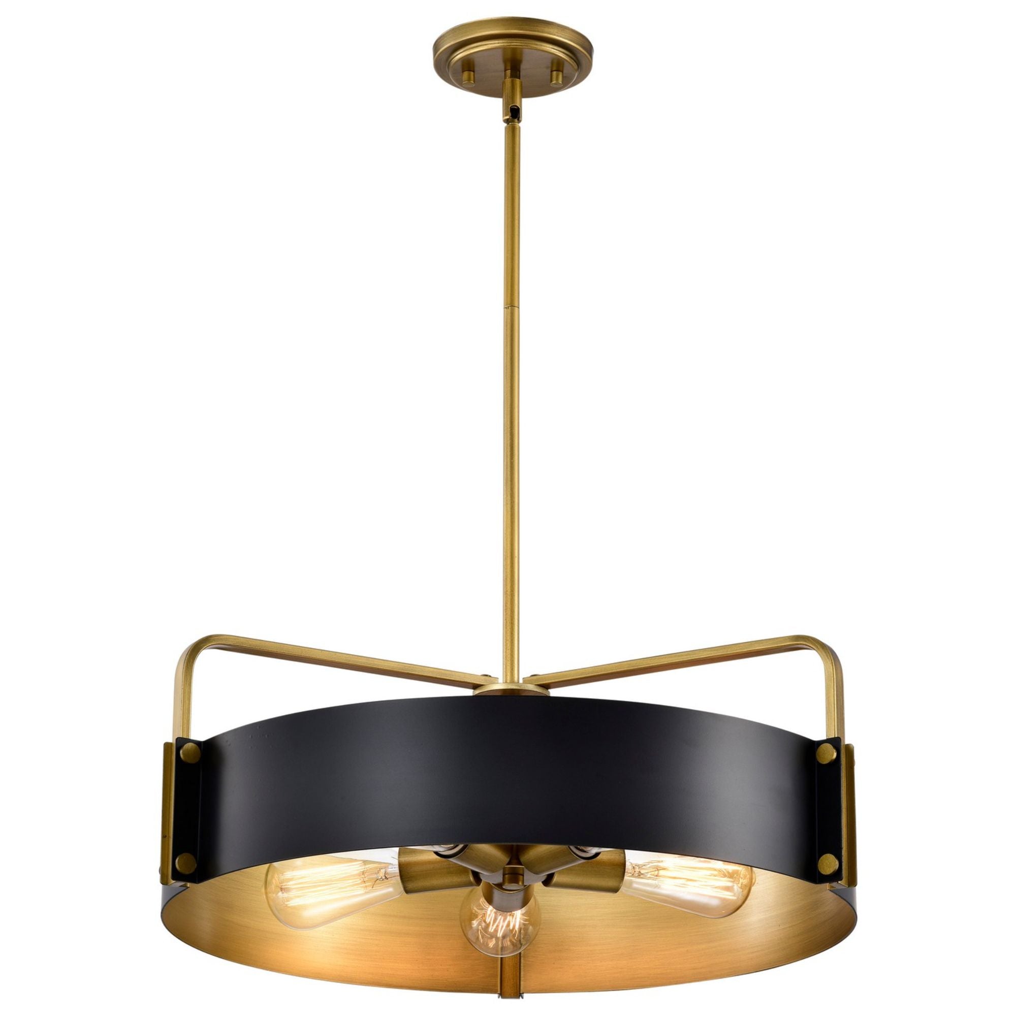 Altos 22 in. 5 lights Pendant Light Matte Black and Natural Brass Finish