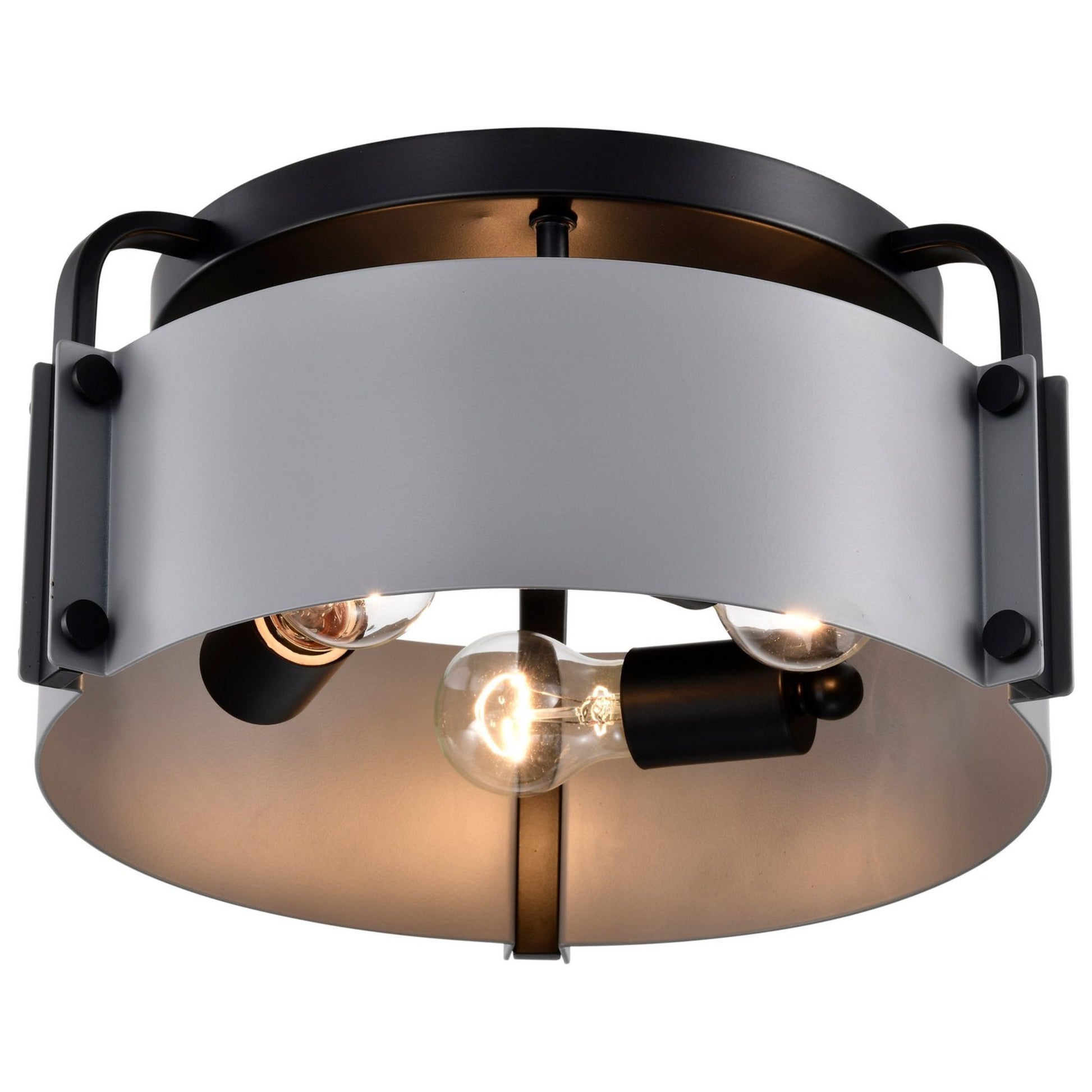 Altos 14" 3 lights Semi-flush Mount, Matte Gray and Matte Black Finish - Bees Lighting