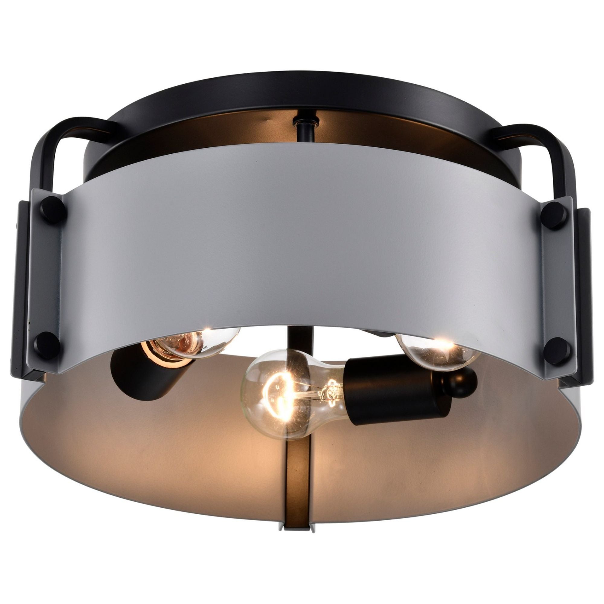 Altos 14" 3 lights Semi-flush Mount, Matte Gray and Matte Black Finish - Bees Lighting