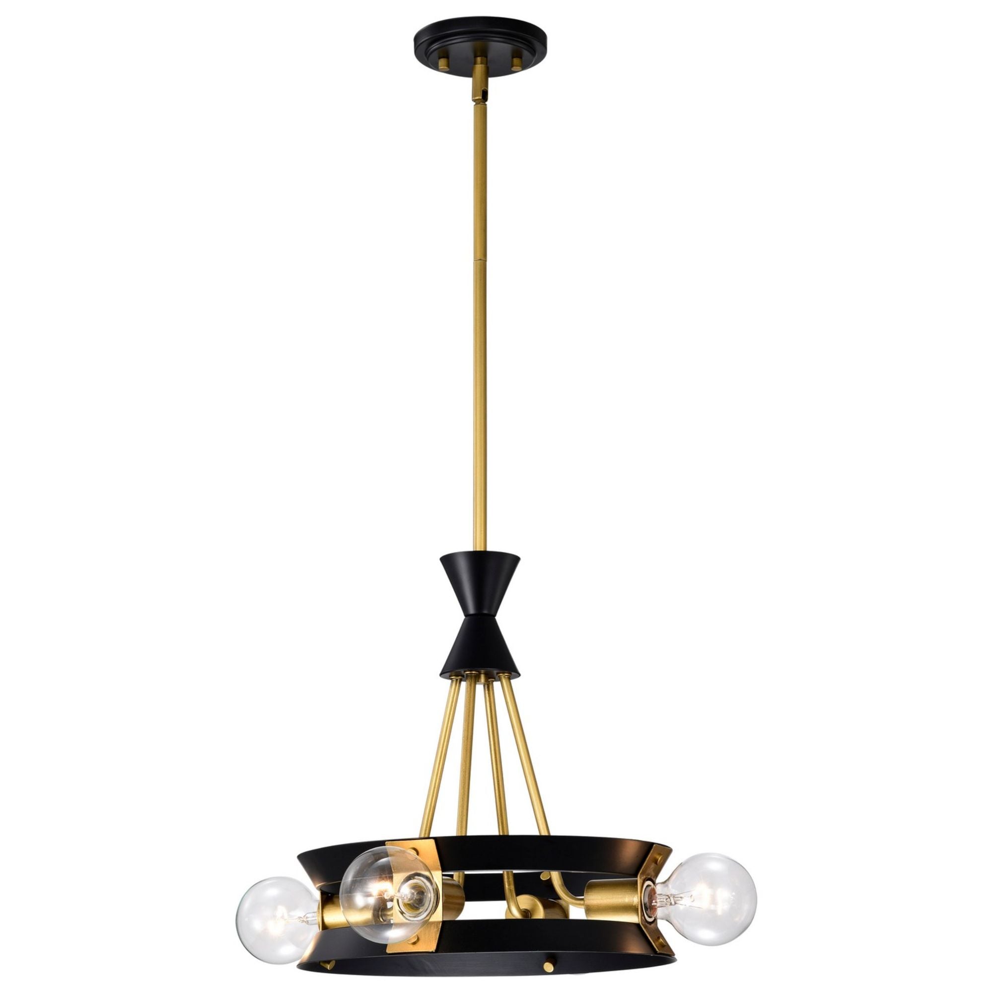 Marsden 13" 4 lights Chandelier, Matte Black / Natural Brass Finish - Bees Lighting