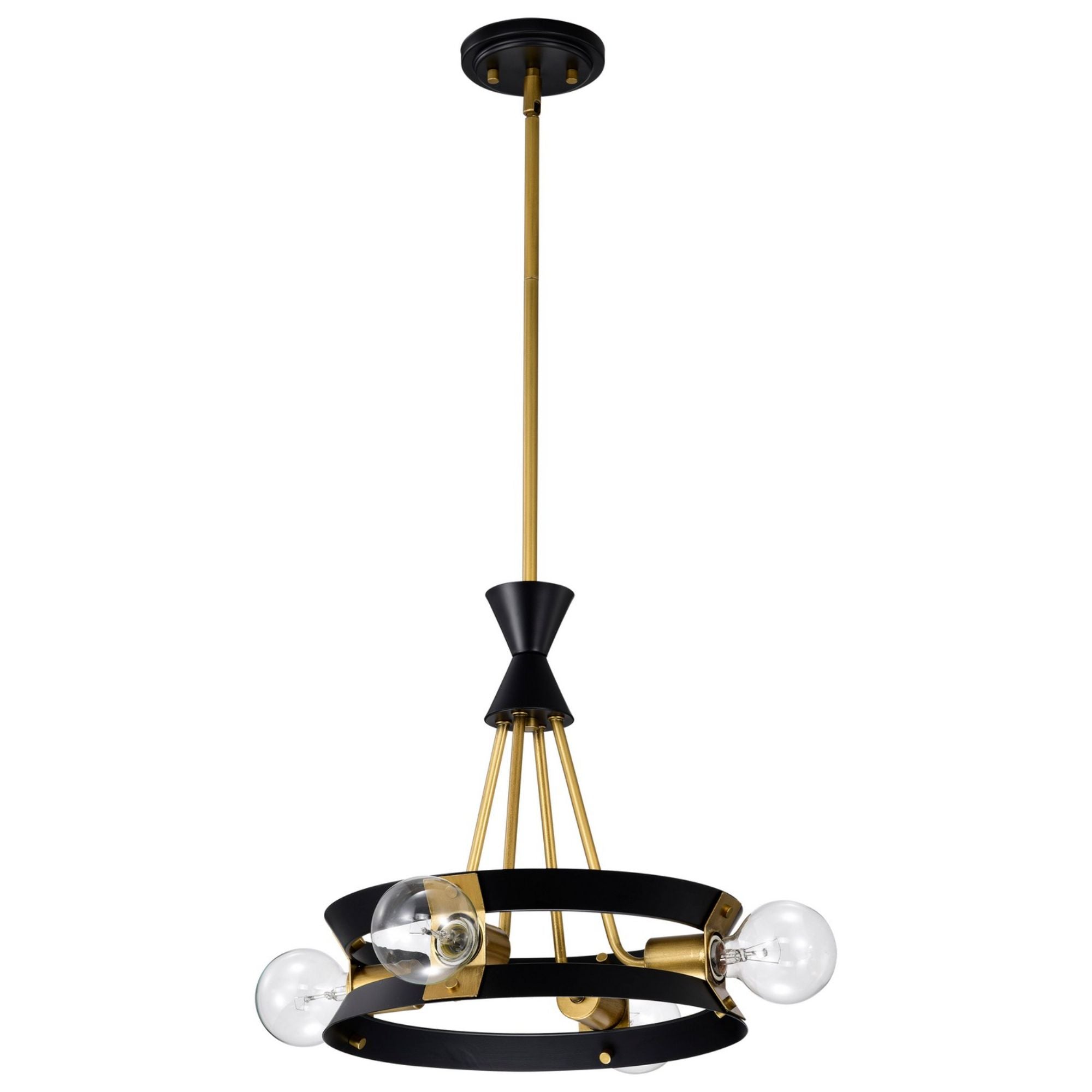 Marsden 13" 4 lights Chandelier, Matte Black / Natural Brass Finish - Bees Lighting