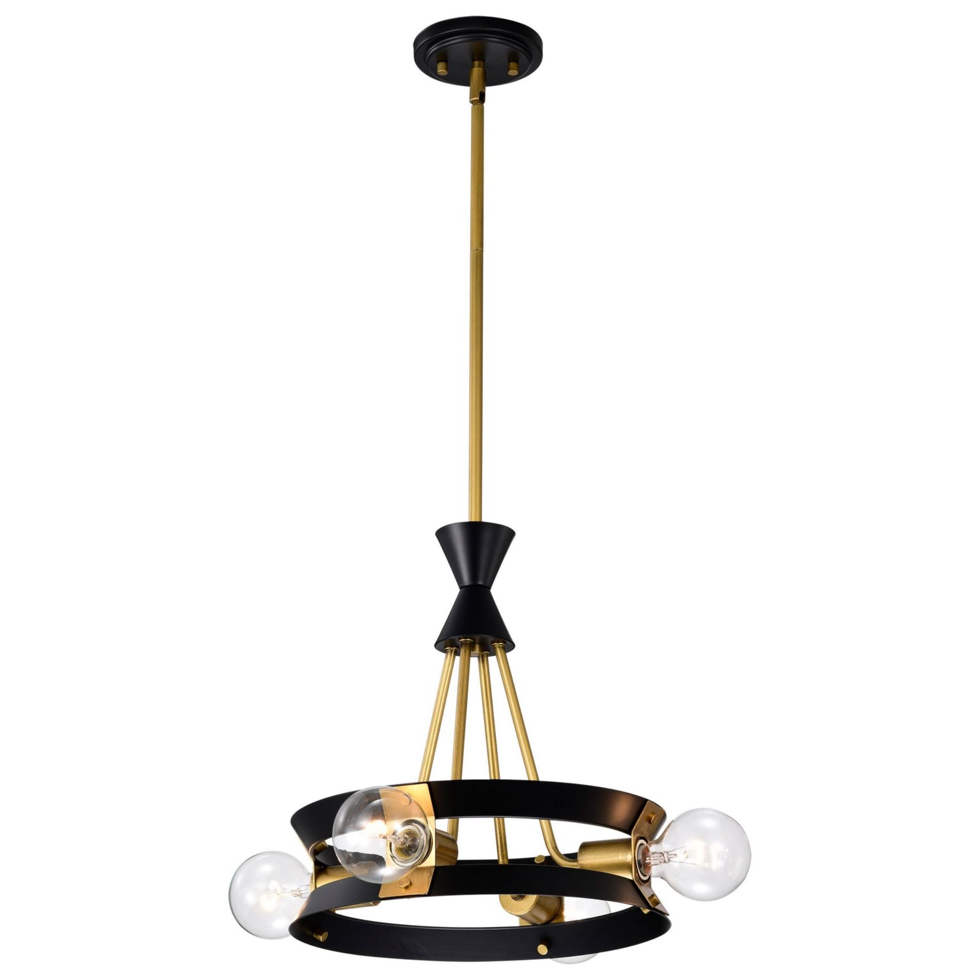 Marsden 13" 4 lights Chandelier, Matte Black / Natural Brass Finish - Bees Lighting
