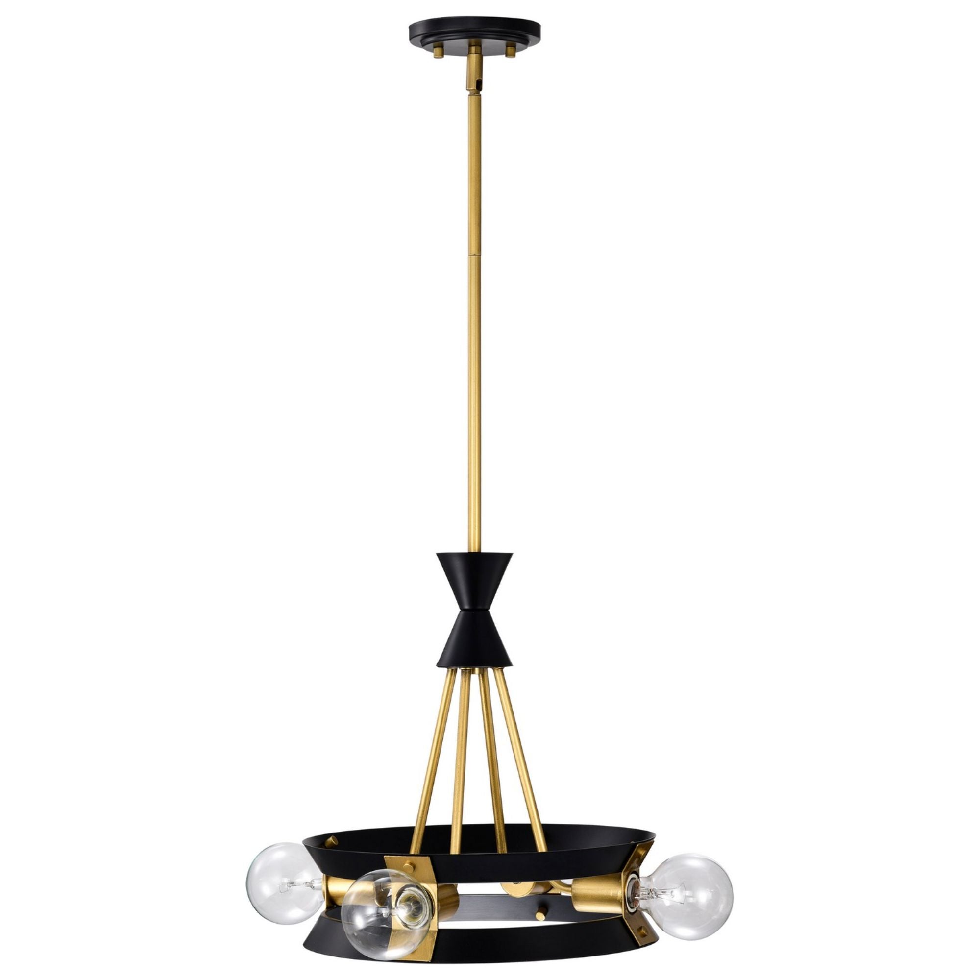 Marsden 13" 4 lights Chandelier, Matte Black / Natural Brass Finish - Bees Lighting