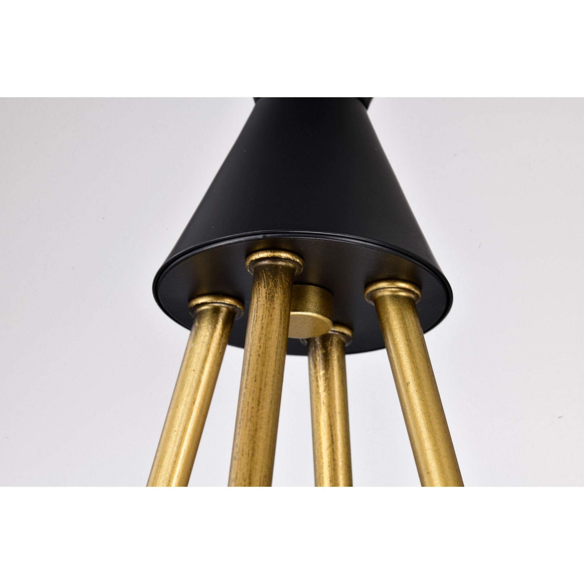 Marsden 13" 4 lights Chandelier, Matte Black / Natural Brass Finish - Bees Lighting